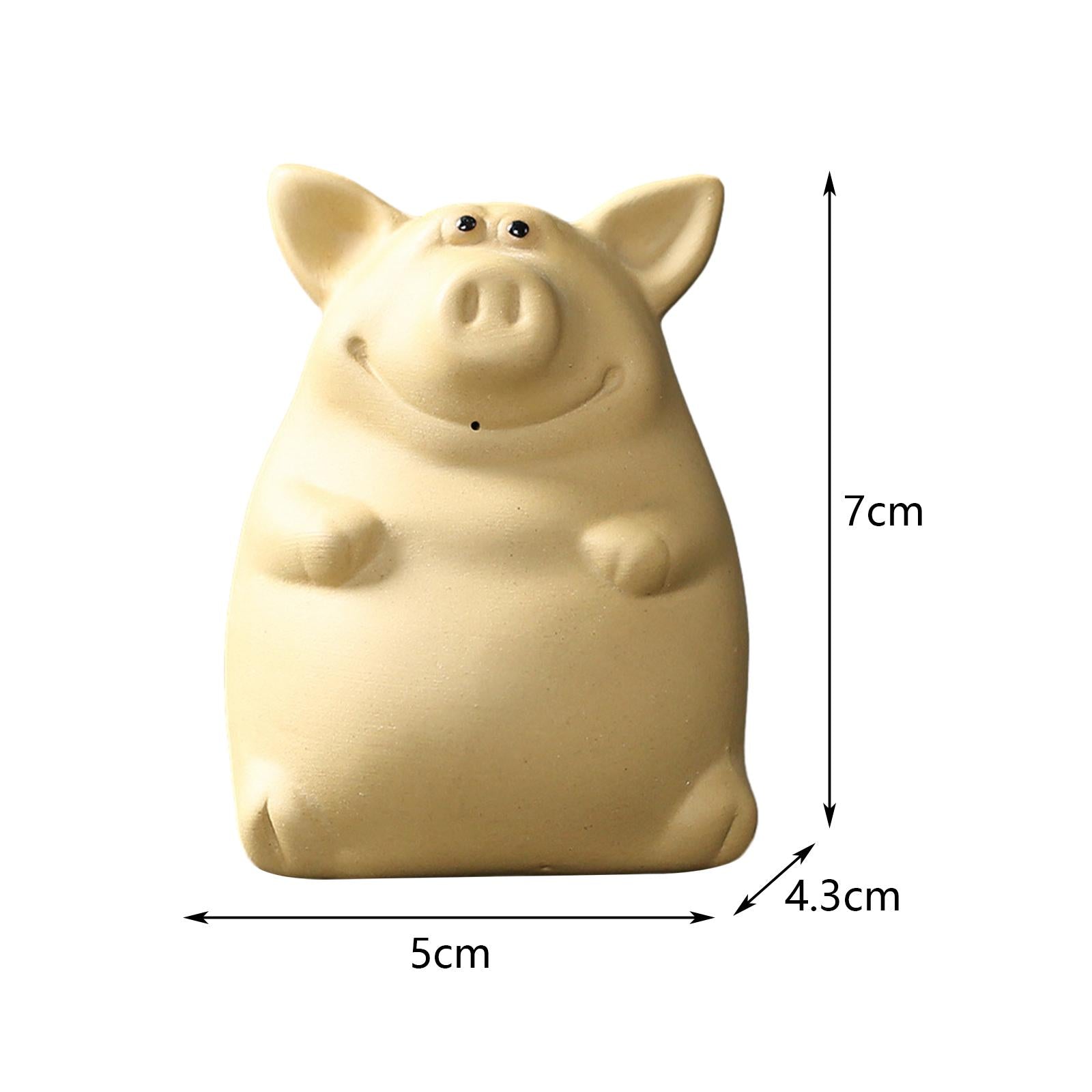 Ceramic Clay Pig Mini Tea Pet Figurine DIY Terrarium Crafts Yellow