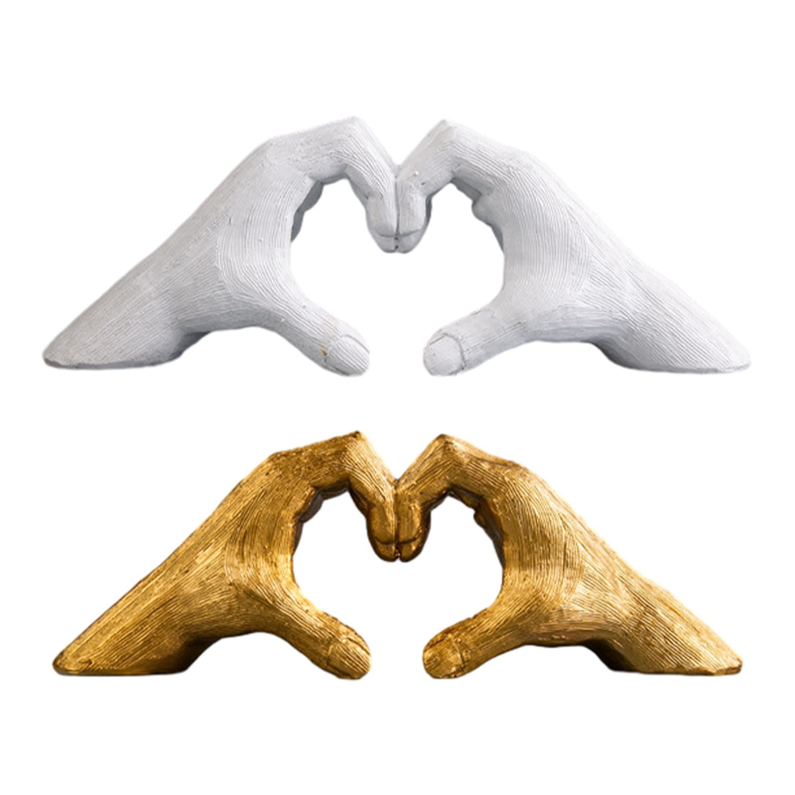 Heart Shape Finger Gesture Sculpture Decor for Shelf Table Centerpieces Home White