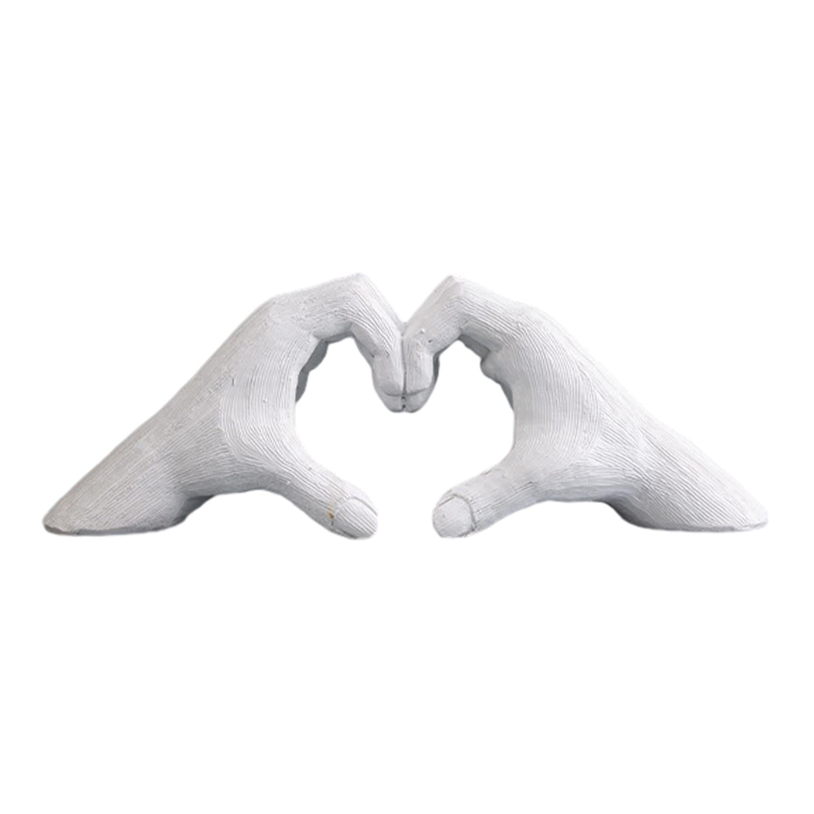 Heart Shape Finger Gesture Sculpture Decor for Shelf Table Centerpieces Home White