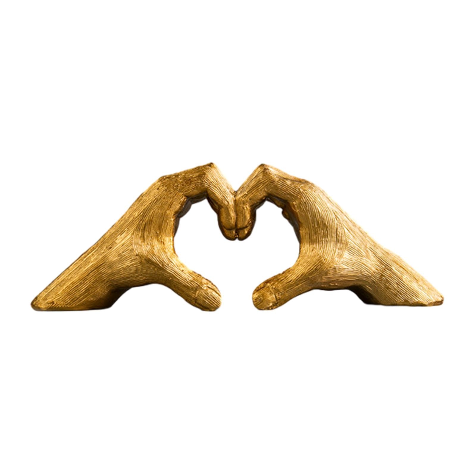 Heart Shape Finger Gesture Sculpture Decor for Shelf Table Centerpieces Home Gold