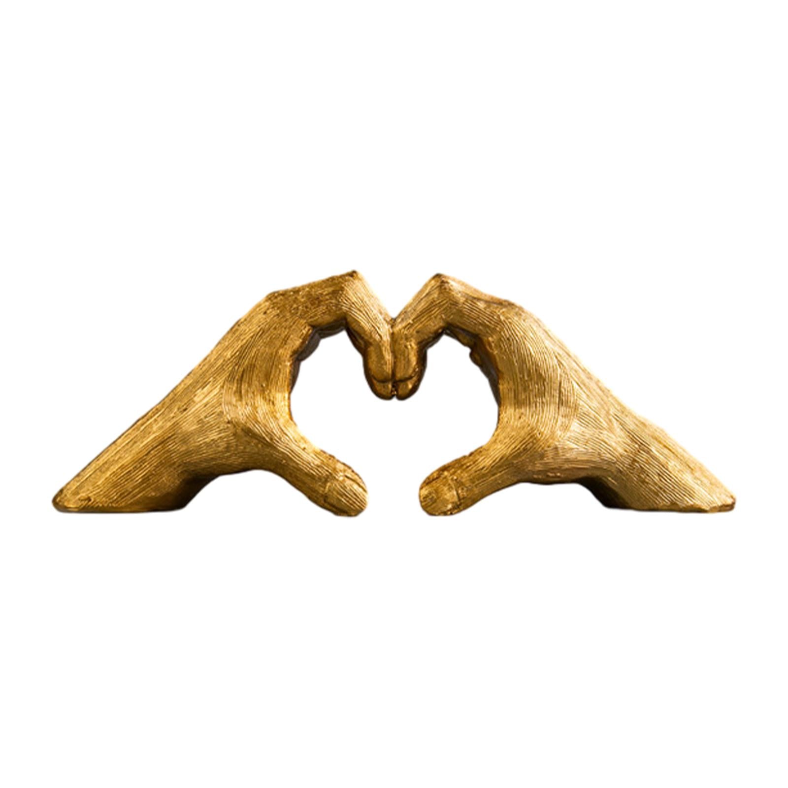 Heart Shape Finger Gesture Sculpture Decor for Shelf Table Centerpieces Home Gold