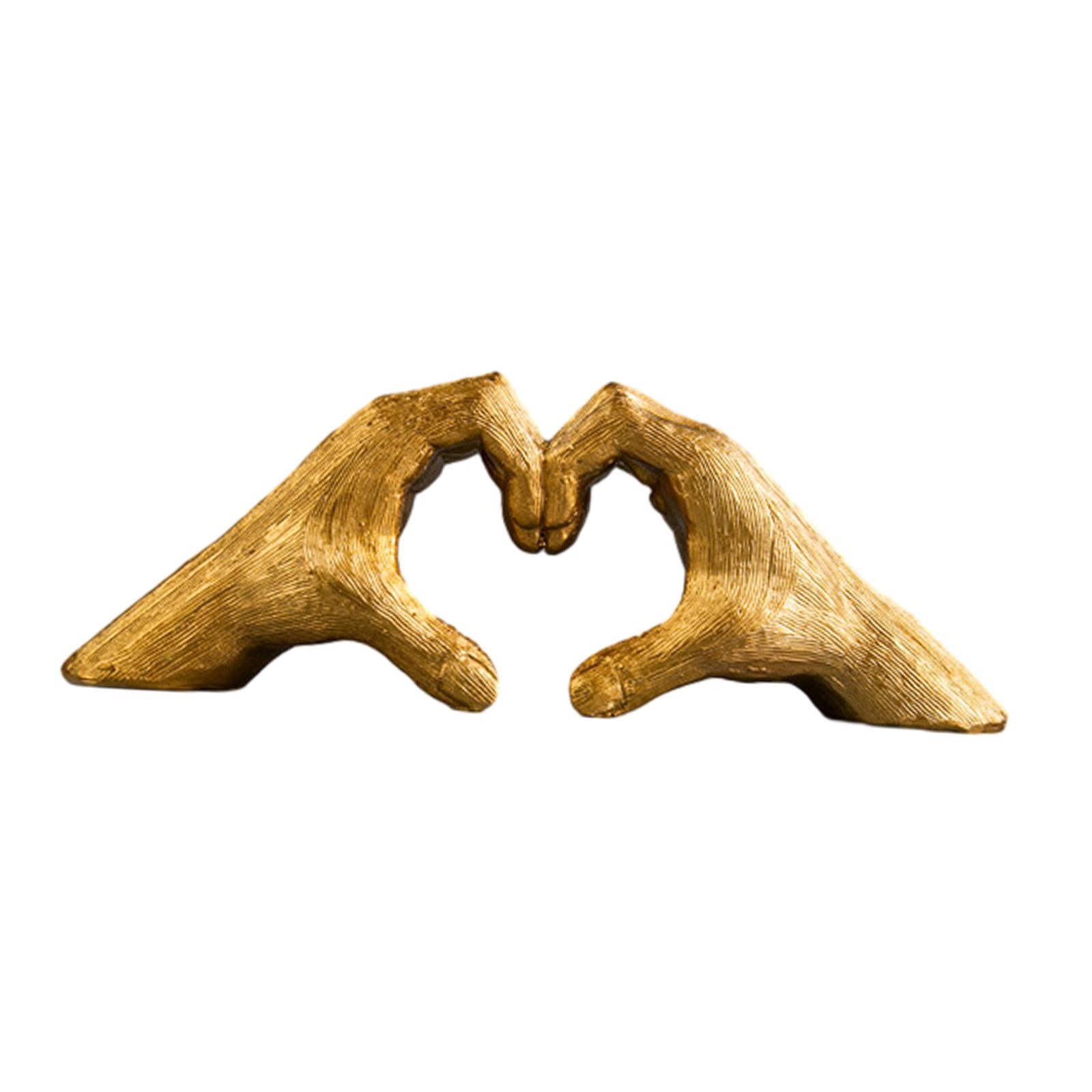 Heart Shape Finger Gesture Sculpture Decor for Shelf Table Centerpieces Home Gold