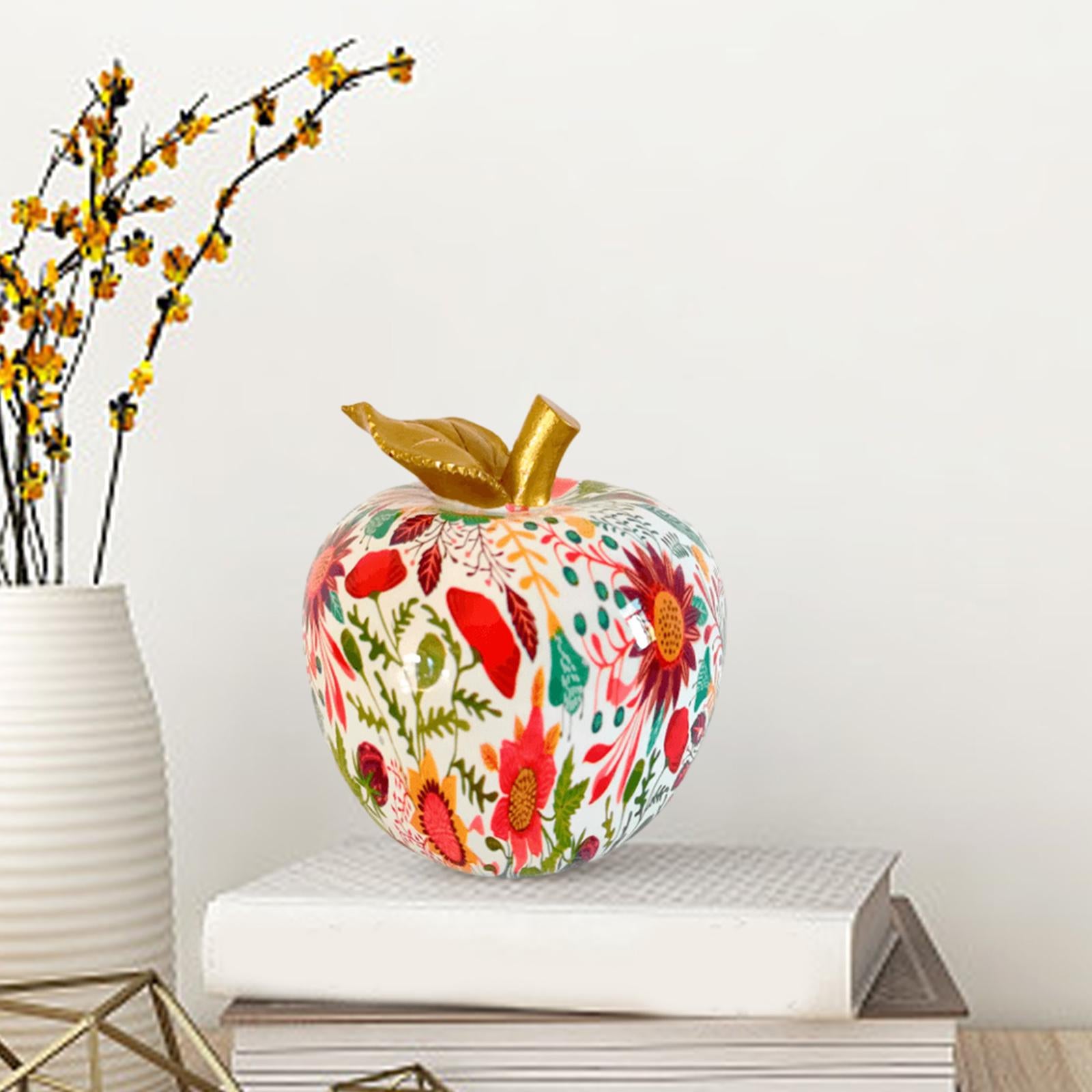Colorful Resin Apple Statue Figurine Desk Artwork Versatile for Cabinet Room Style B