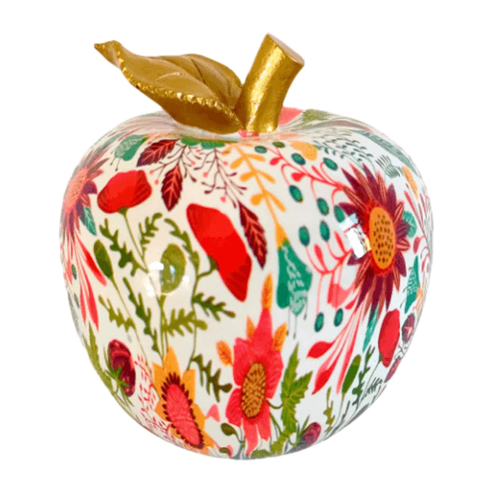 Graffiti Apple Statue Nordic Apple Resin Sculpture for Kitchen Bookshelf Bar Style C