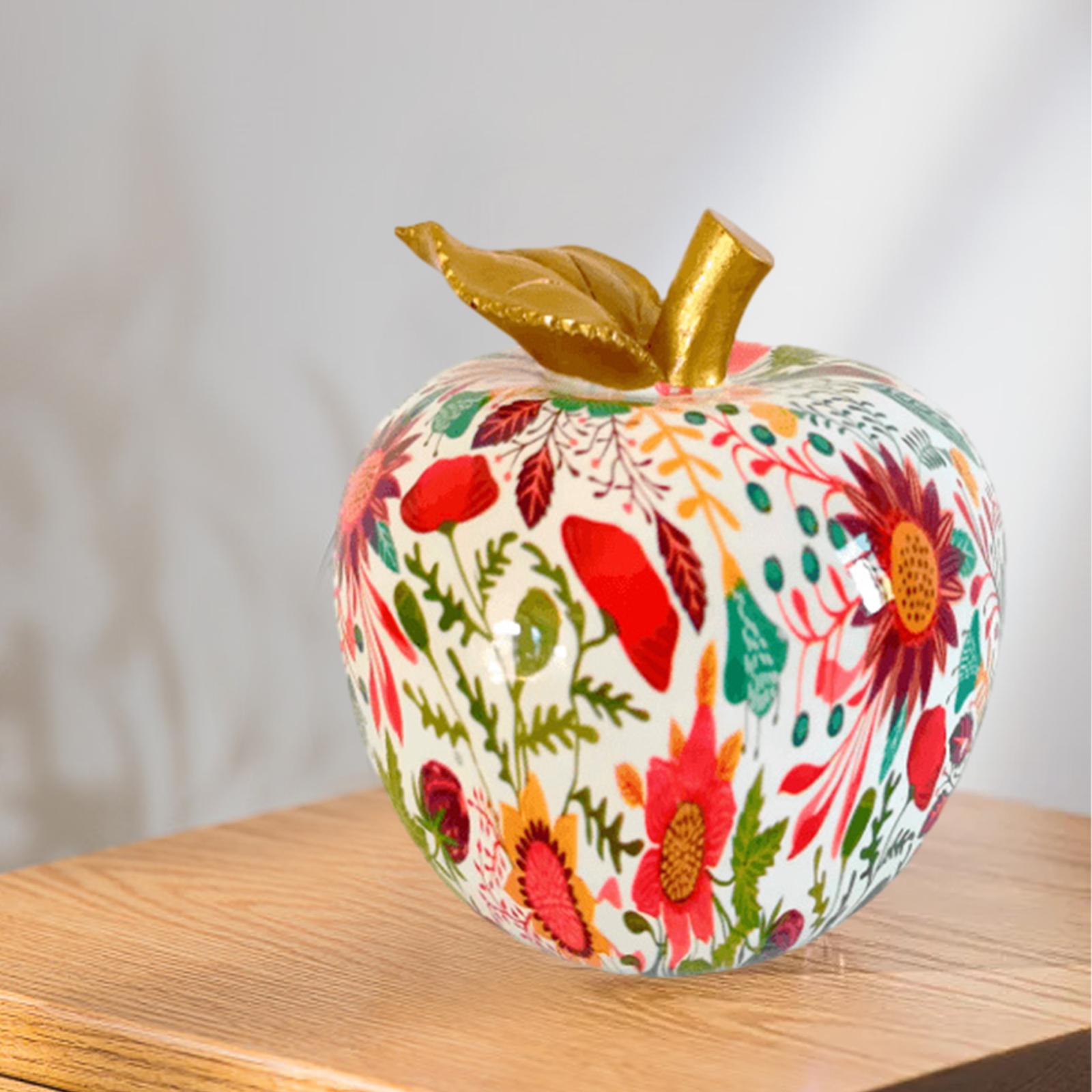 Graffiti Apple Statue Nordic Apple Resin Sculpture for Kitchen Bookshelf Bar Style C