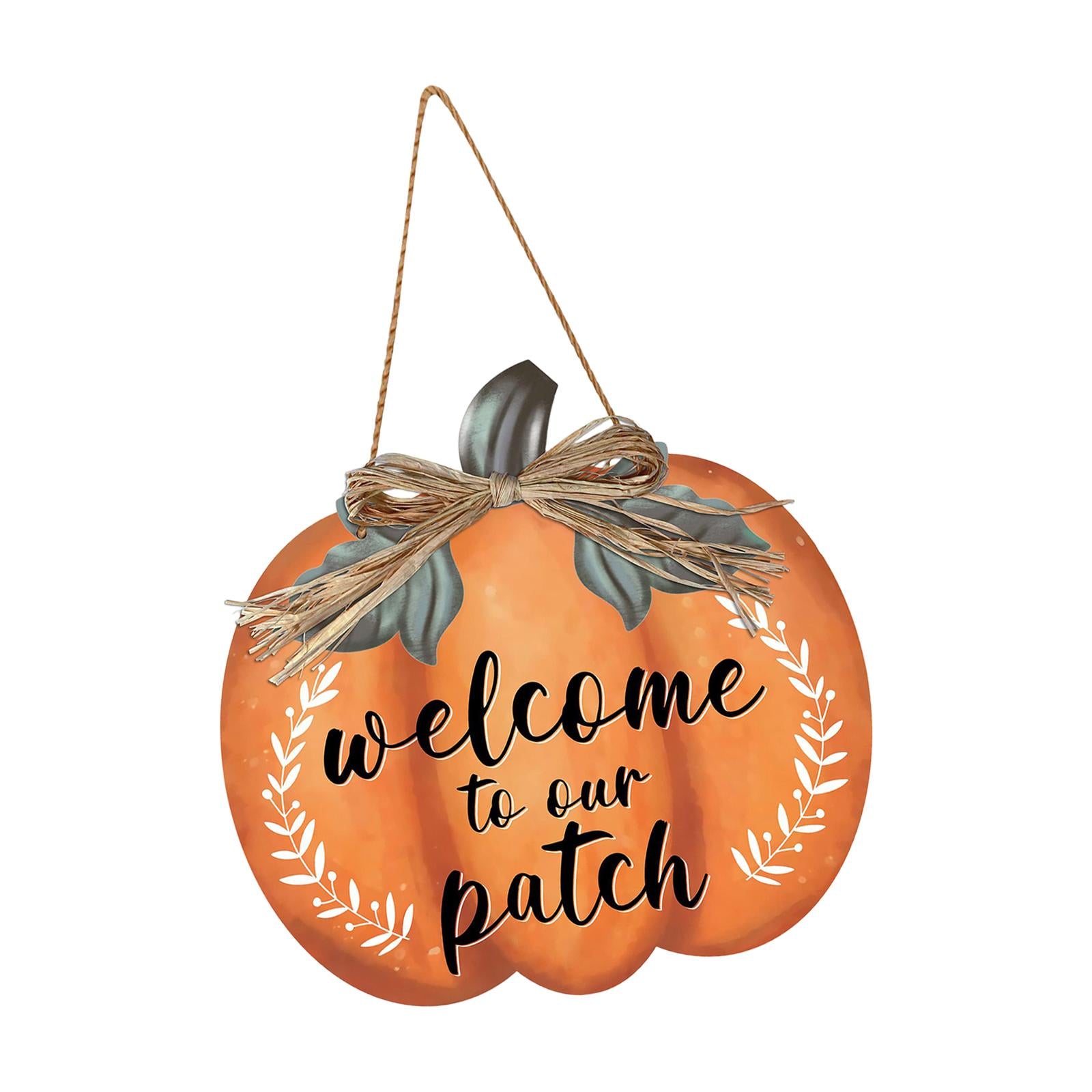 Pumpkin Wooden Hanging Sign Welcome Door Plate for Room Thanksgiving Outdoor