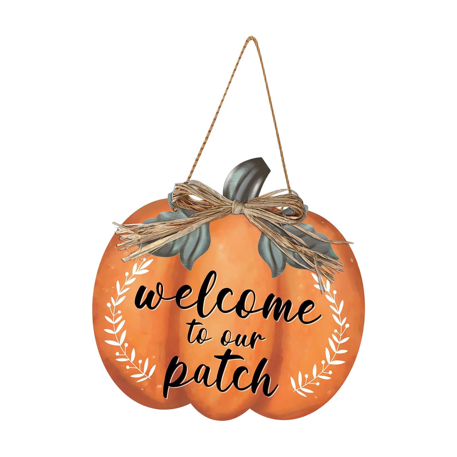 Pumpkin Wooden Hanging Sign Welcome Door Plate for Room Thanksgiving Outdoor