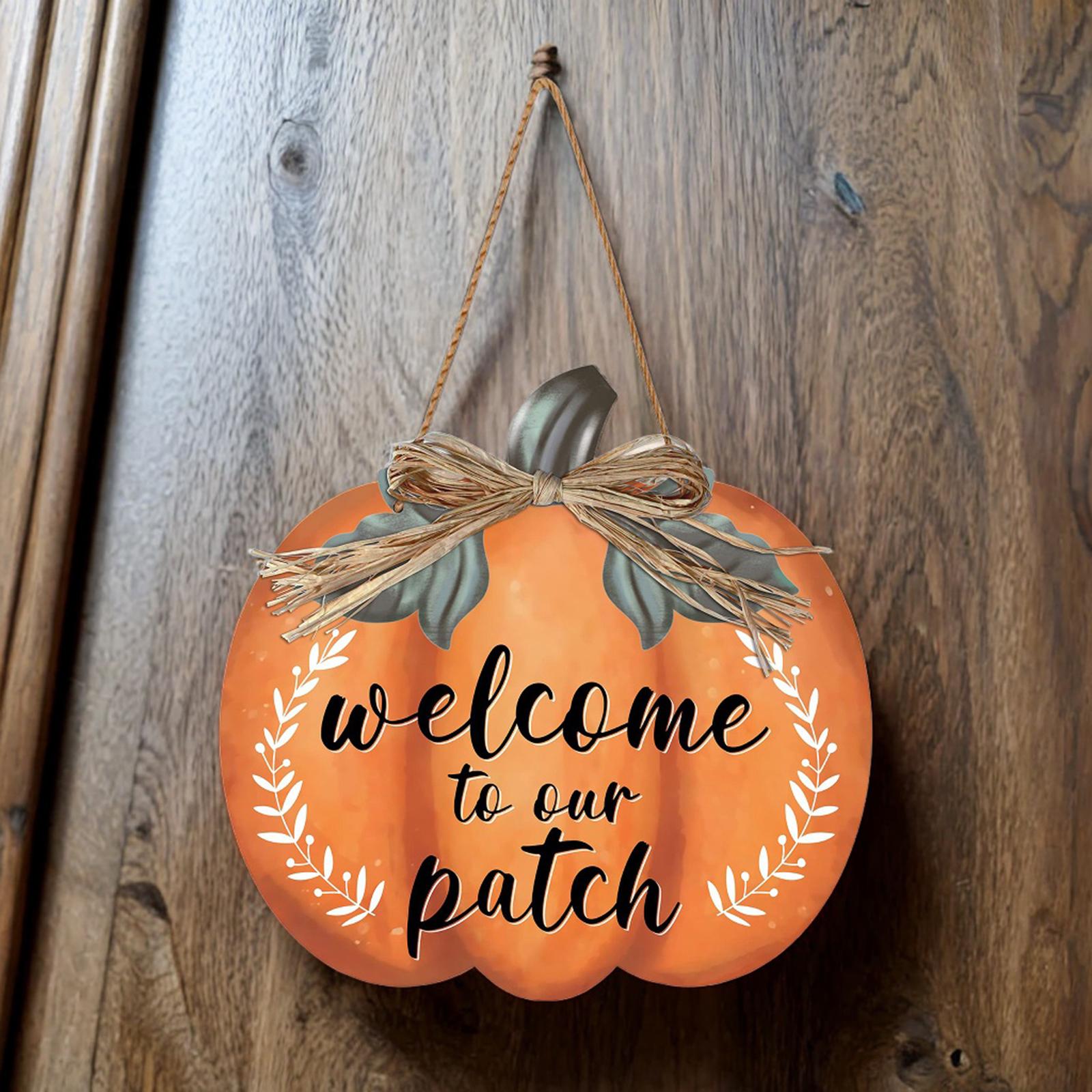 Pumpkin Wooden Hanging Sign Welcome Door Plate for Room Thanksgiving Outdoor
