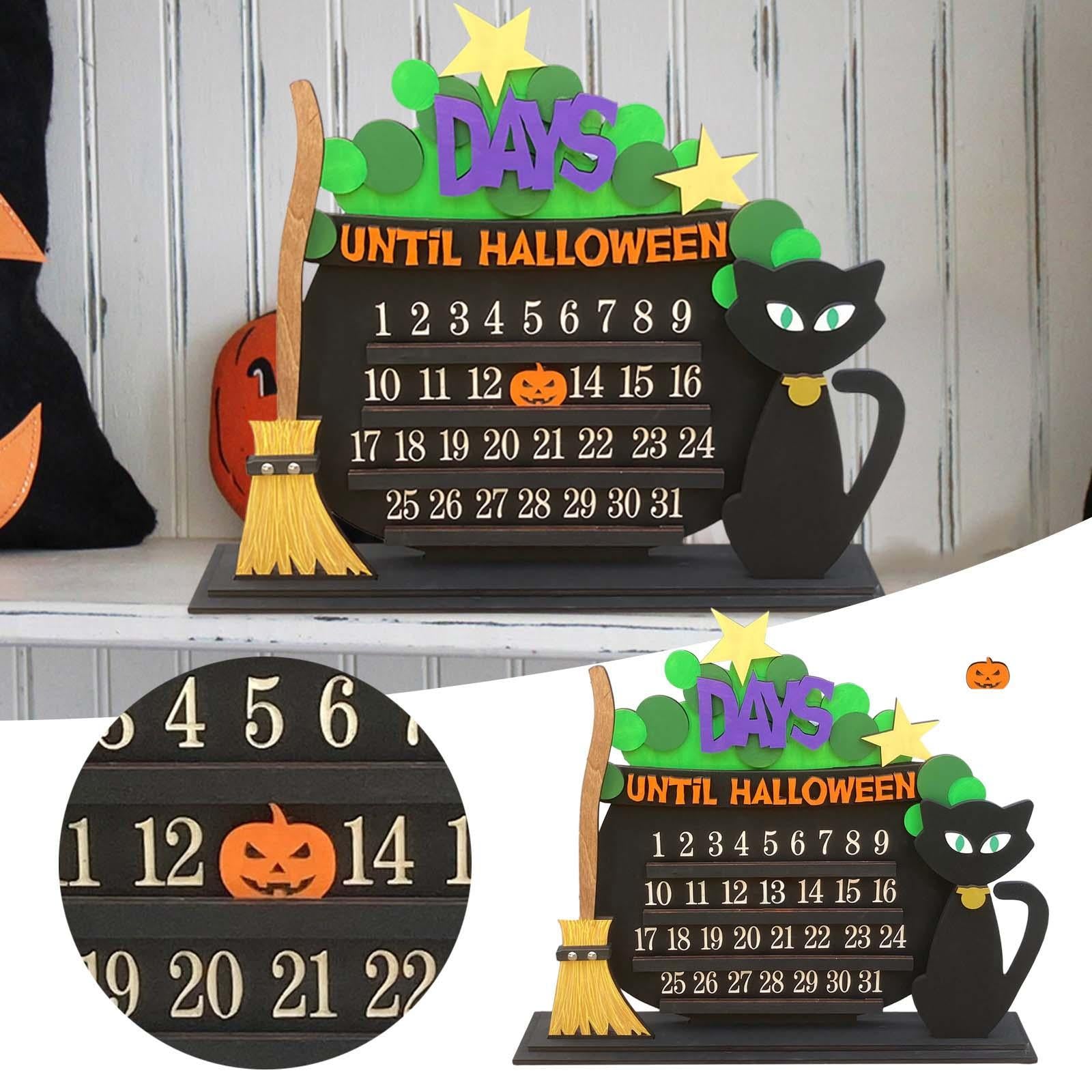 Wood Halloween Advent Calendar DIY Desk Ornament Multifunctional Handicrafts