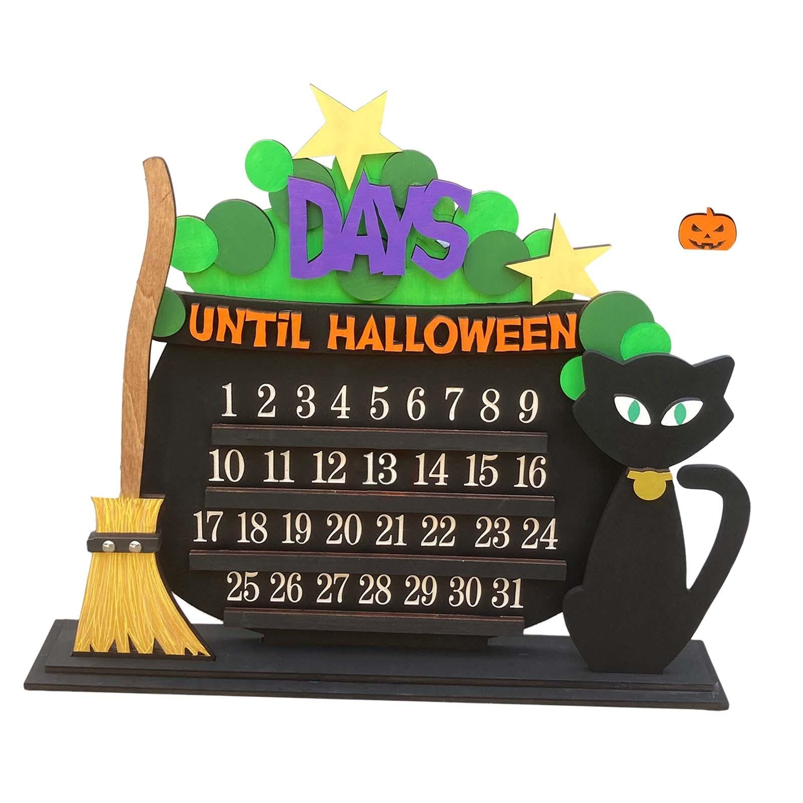 Wood Halloween Advent Calendar DIY Desk Ornament Multifunctional Handicrafts