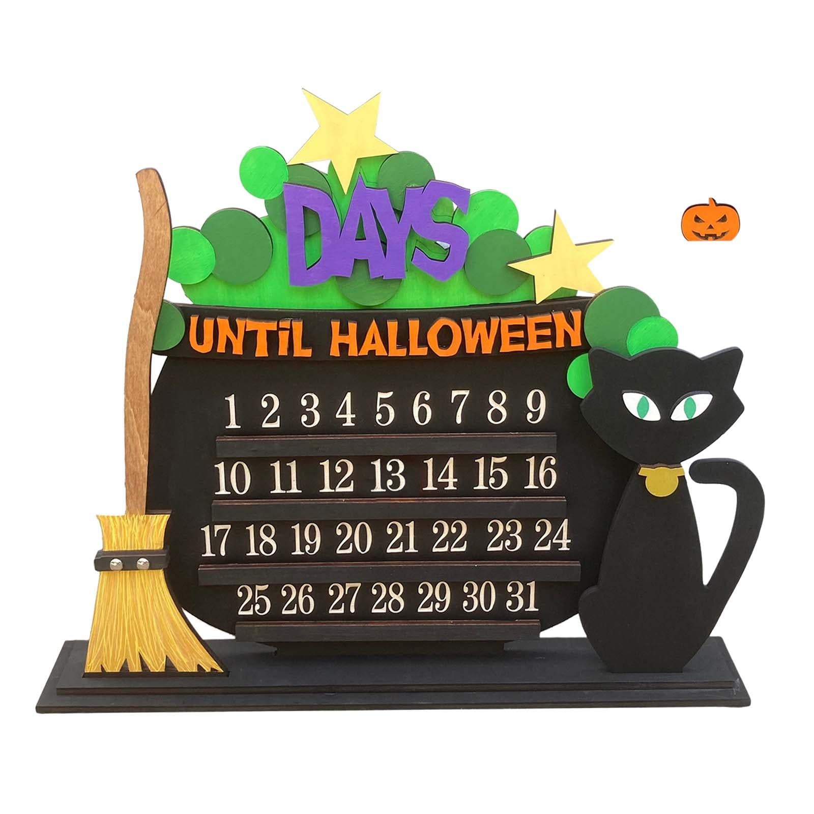 Wood Halloween Advent Calendar DIY Desk Ornament Multifunctional Handicrafts