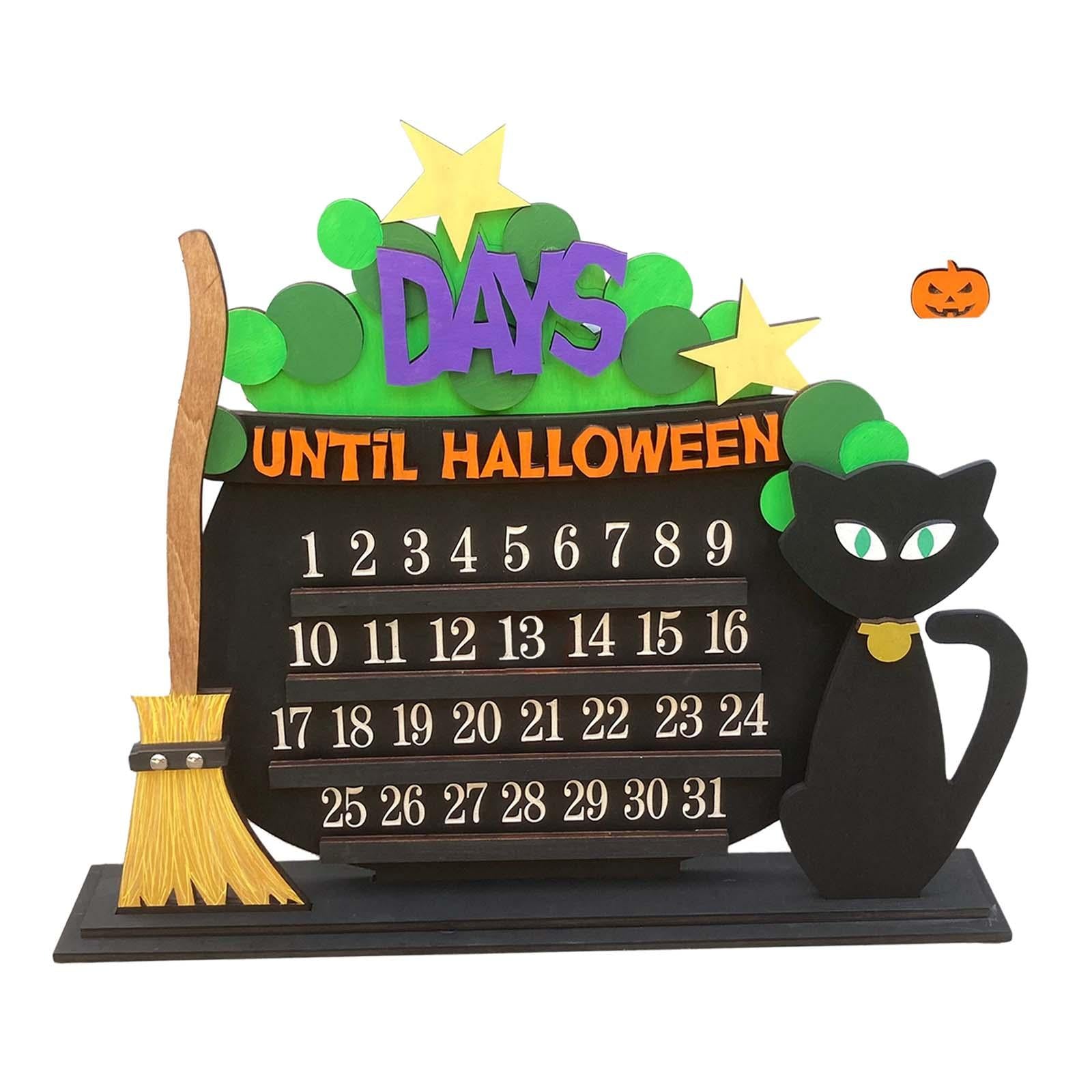 Wood Halloween Advent Calendar DIY Desk Ornament Multifunctional Handicrafts