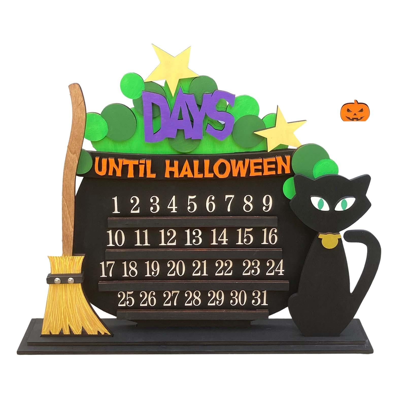 Wood Halloween Advent Calendar DIY Desk Ornament Multifunctional Handicrafts