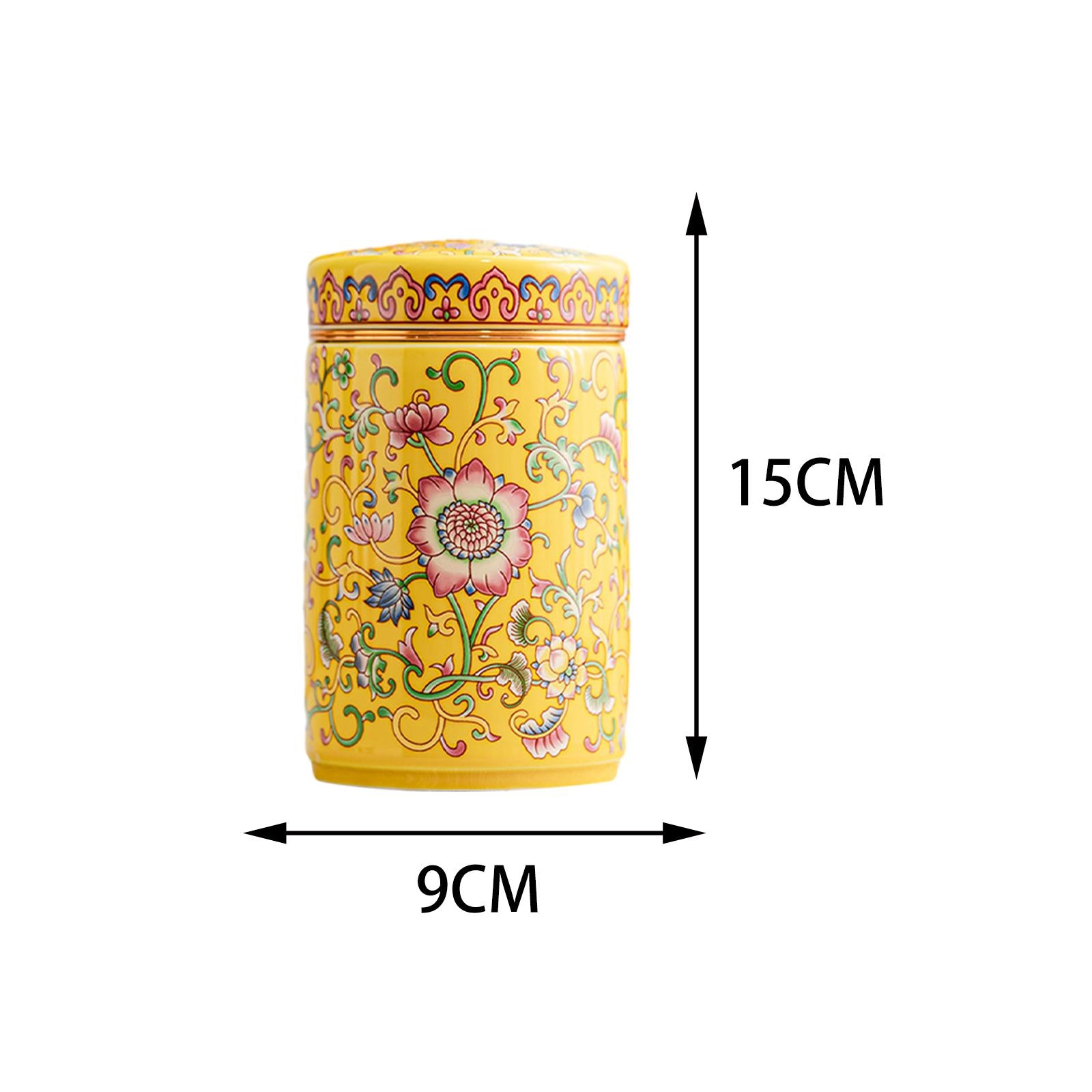 Temple Ginger Jar Tea Canister Decoration Versatile Tea Storage Jar with Lid Single Jar Yellow