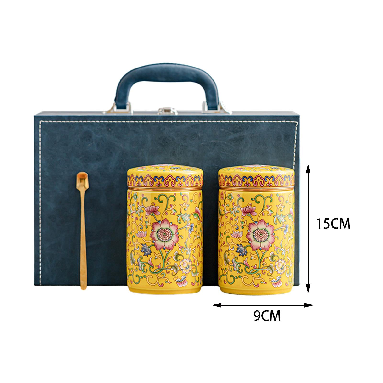 Temple Ginger Jar Tea Canister Decoration Versatile Tea Storage Jar with Lid Double Jar Yellow