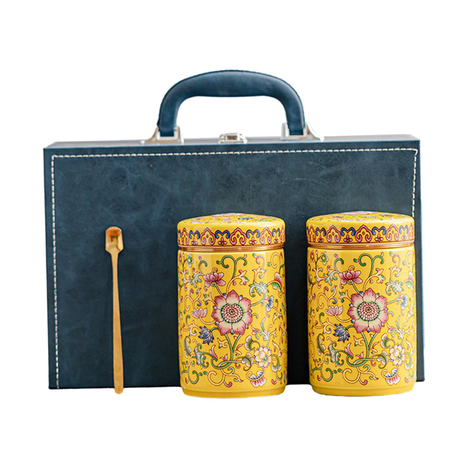 Temple Ginger Jar Tea Canister Decoration Versatile Tea Storage Jar with Lid Double Jar Yellow