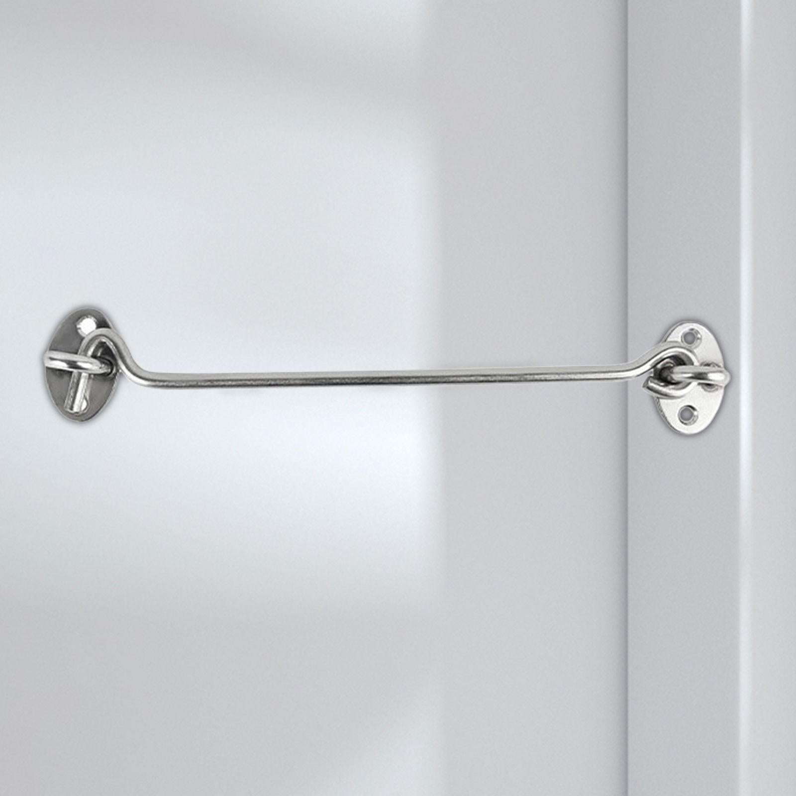 Hook and Eye Latch Shutters Backyard Shed Window Door Barn Door Lock latches Silver 19x4cm