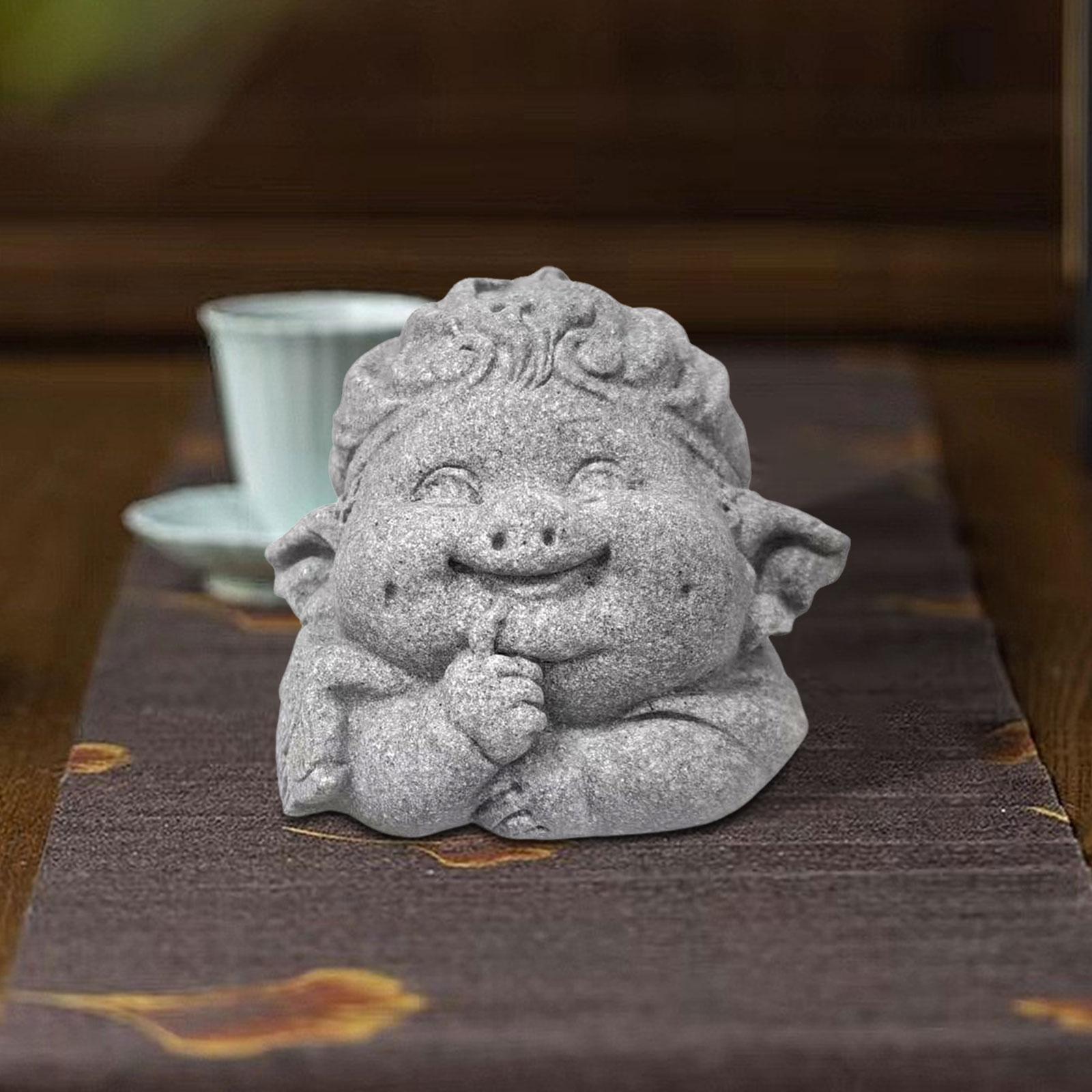 Buddha Monk Statue Antique Buddha Sculpture for Tabletop Home Indoor Outdoor Style C