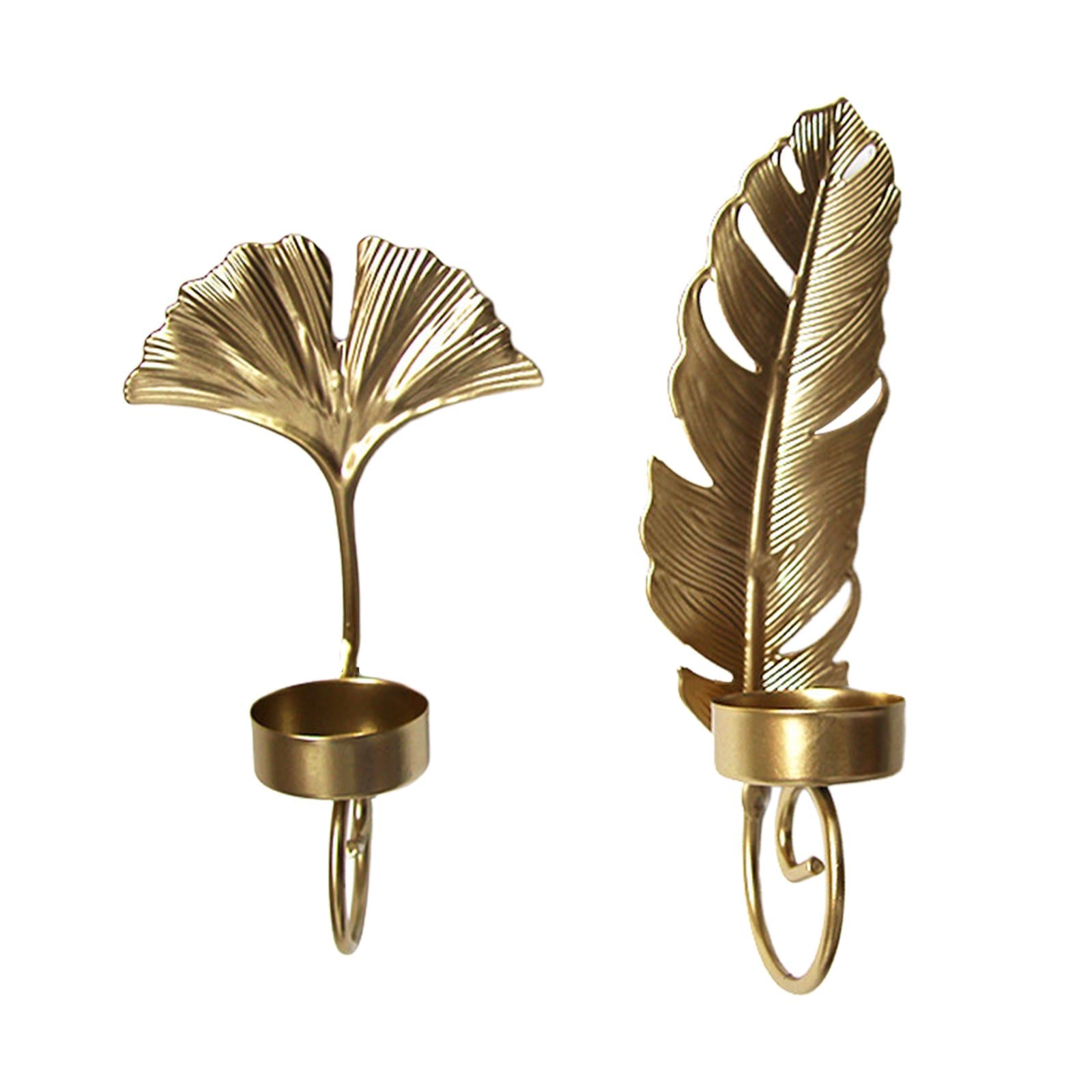 2xLeaves Wall Sconce Candle Holder Hanging for Dining Room Living Room Farmhouse 5.5cmx20cm