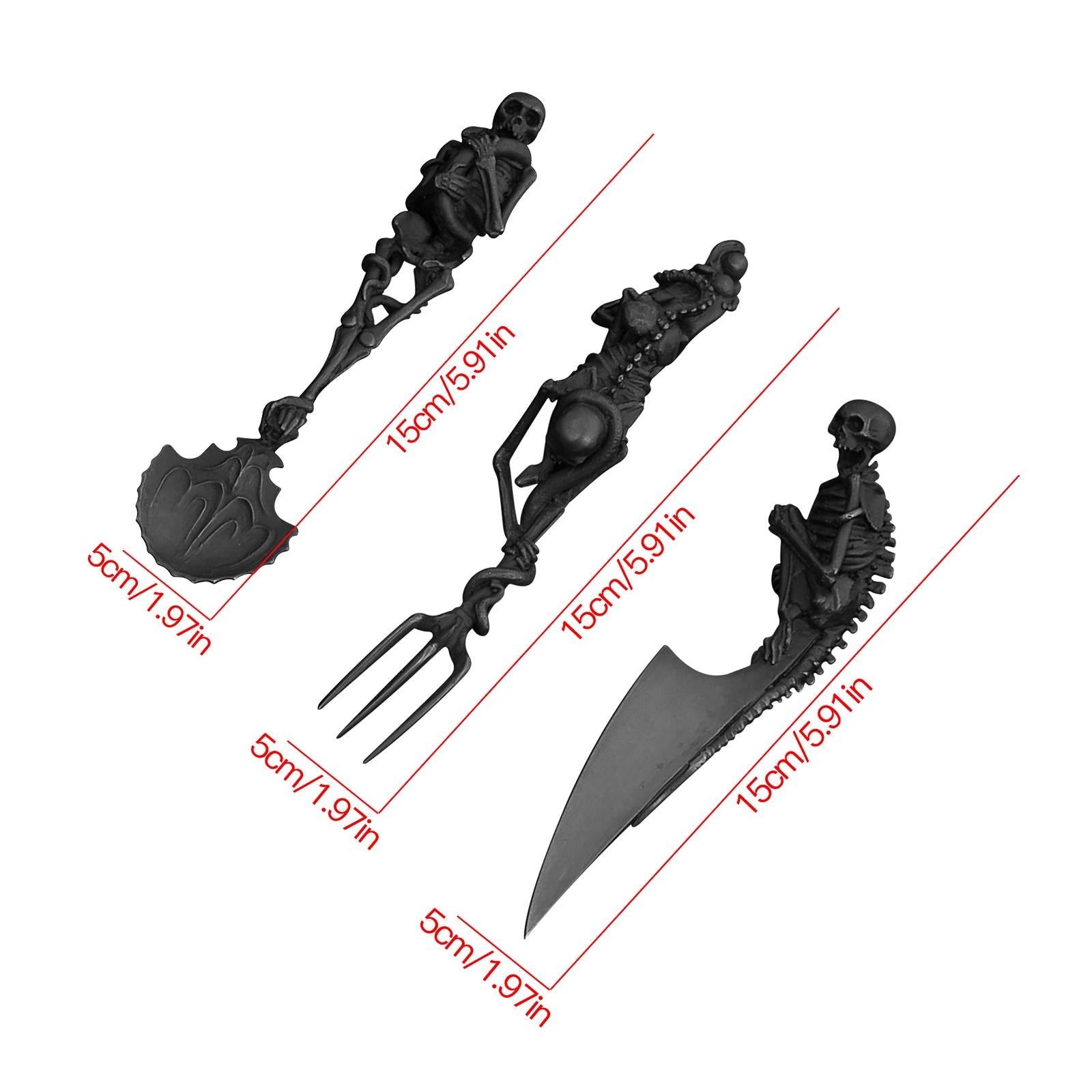 Fork Knife Spoon Set Halloween Decorations Kitchen Cutlery for Party Holiday Black