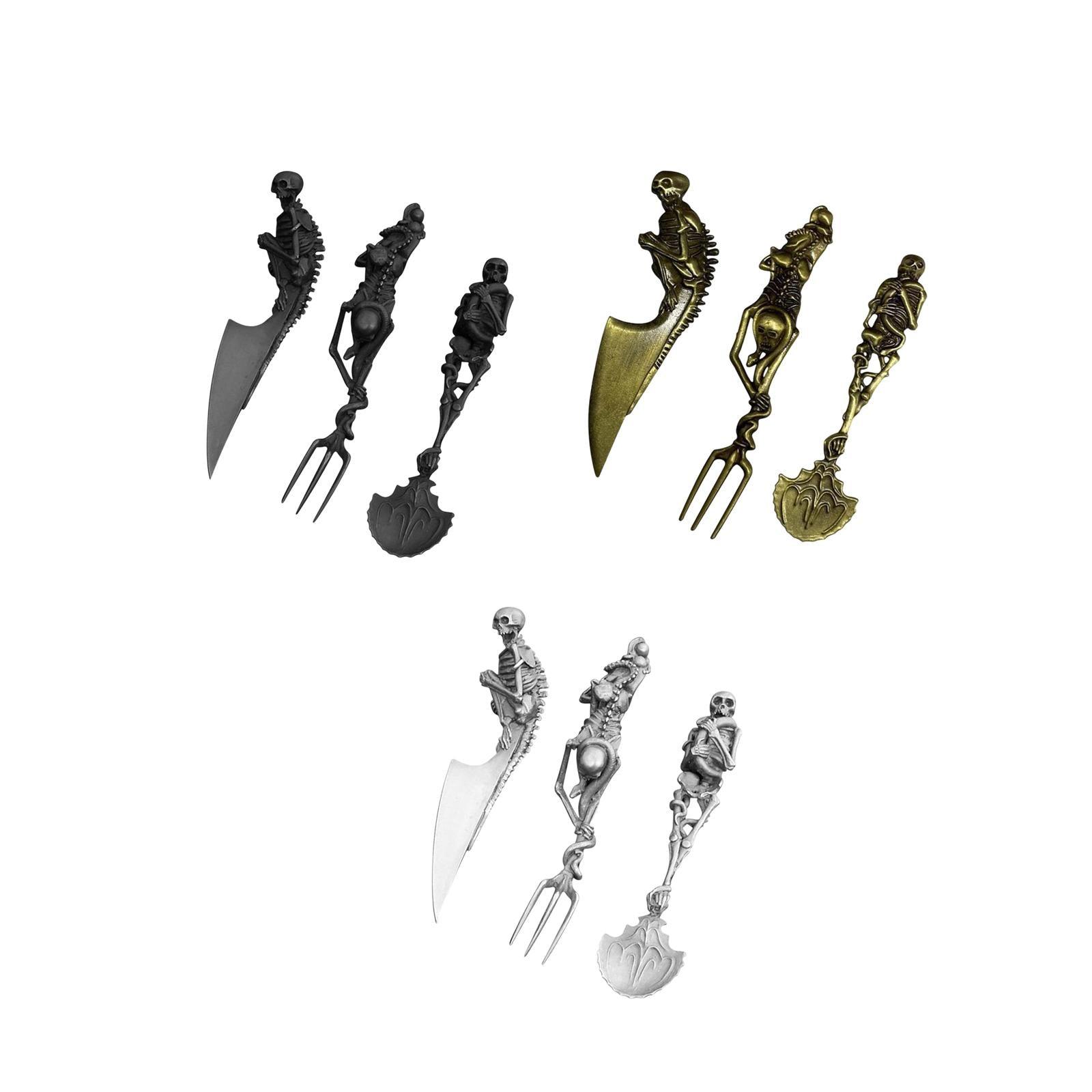 Fork Knife Spoon Set Halloween Decorations Kitchen Cutlery for Party Holiday Black
