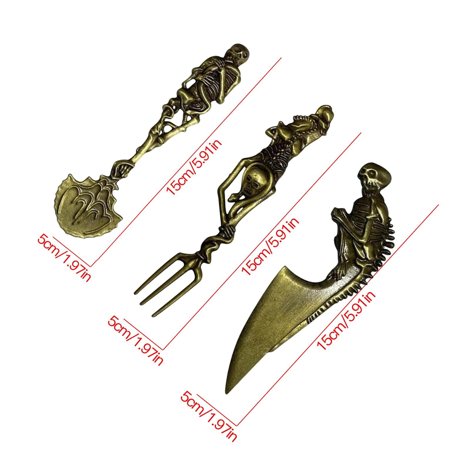 Fork Knife Spoon Set Halloween Decorations Kitchen Cutlery for Party Holiday Gold