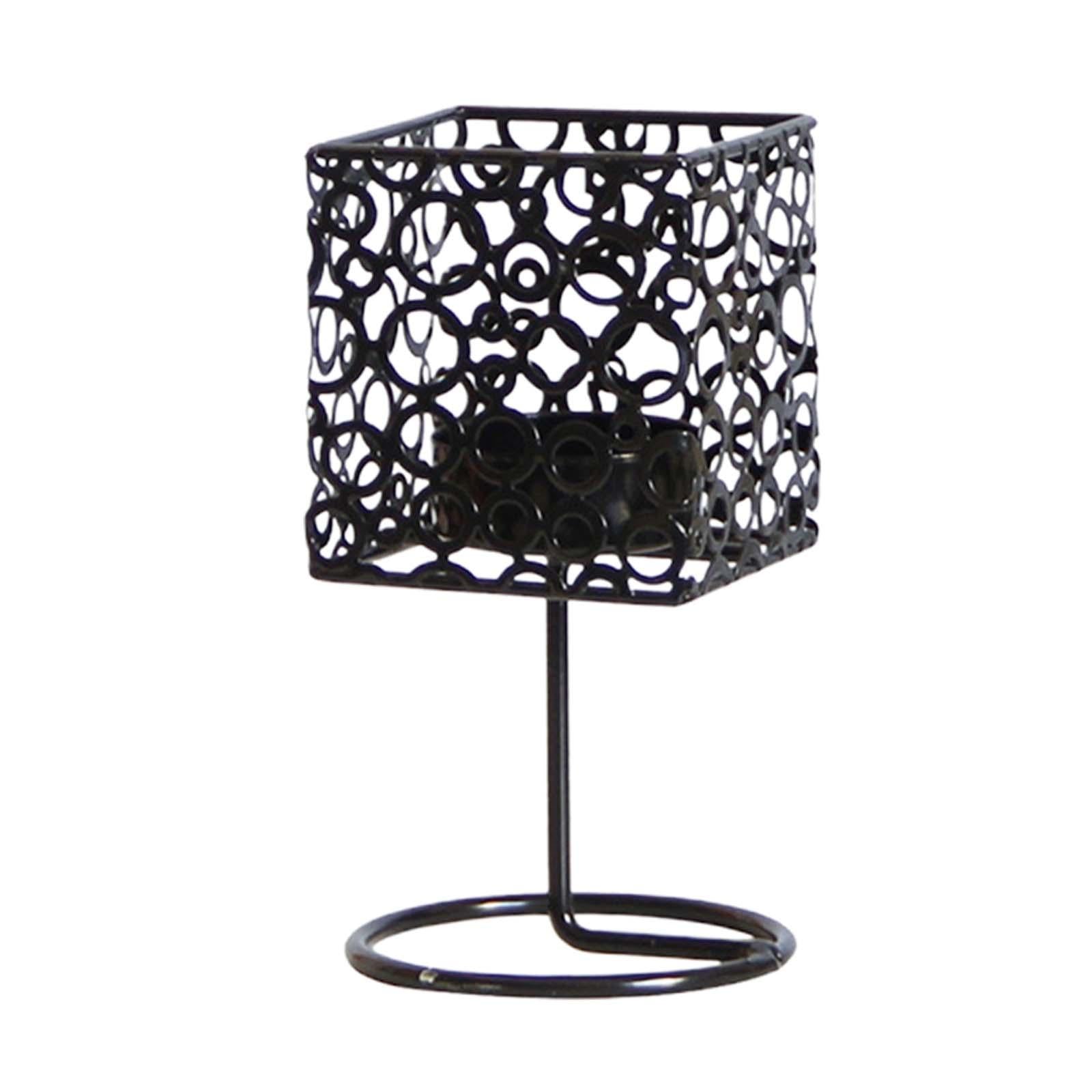 Tea Light Candle Holder Iron Candlestick for Dining Table Bedroom Decoration Black