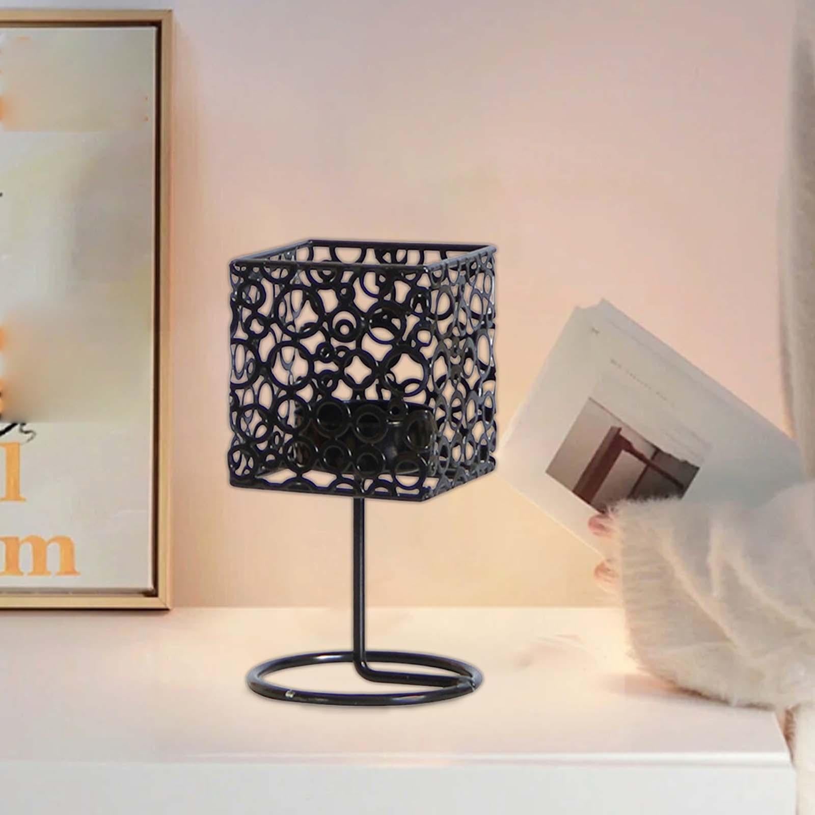 Tea Light Candle Holder Iron Candlestick for Dining Table Bedroom Decoration Black