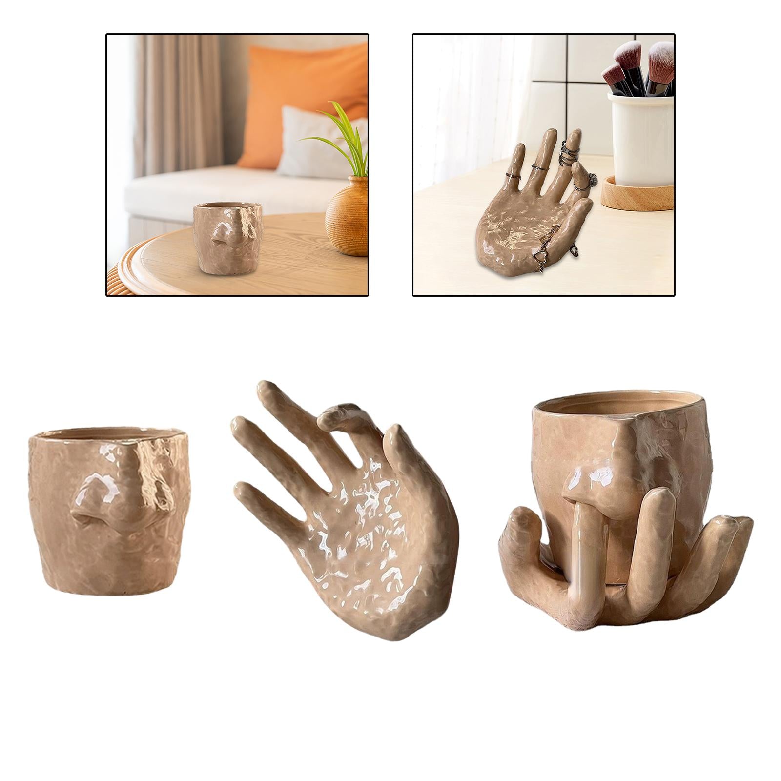 Ceramic Pen Holder Cup Desk Organizer for Eyebrow Pencils Lipstick Eyeliner Cup