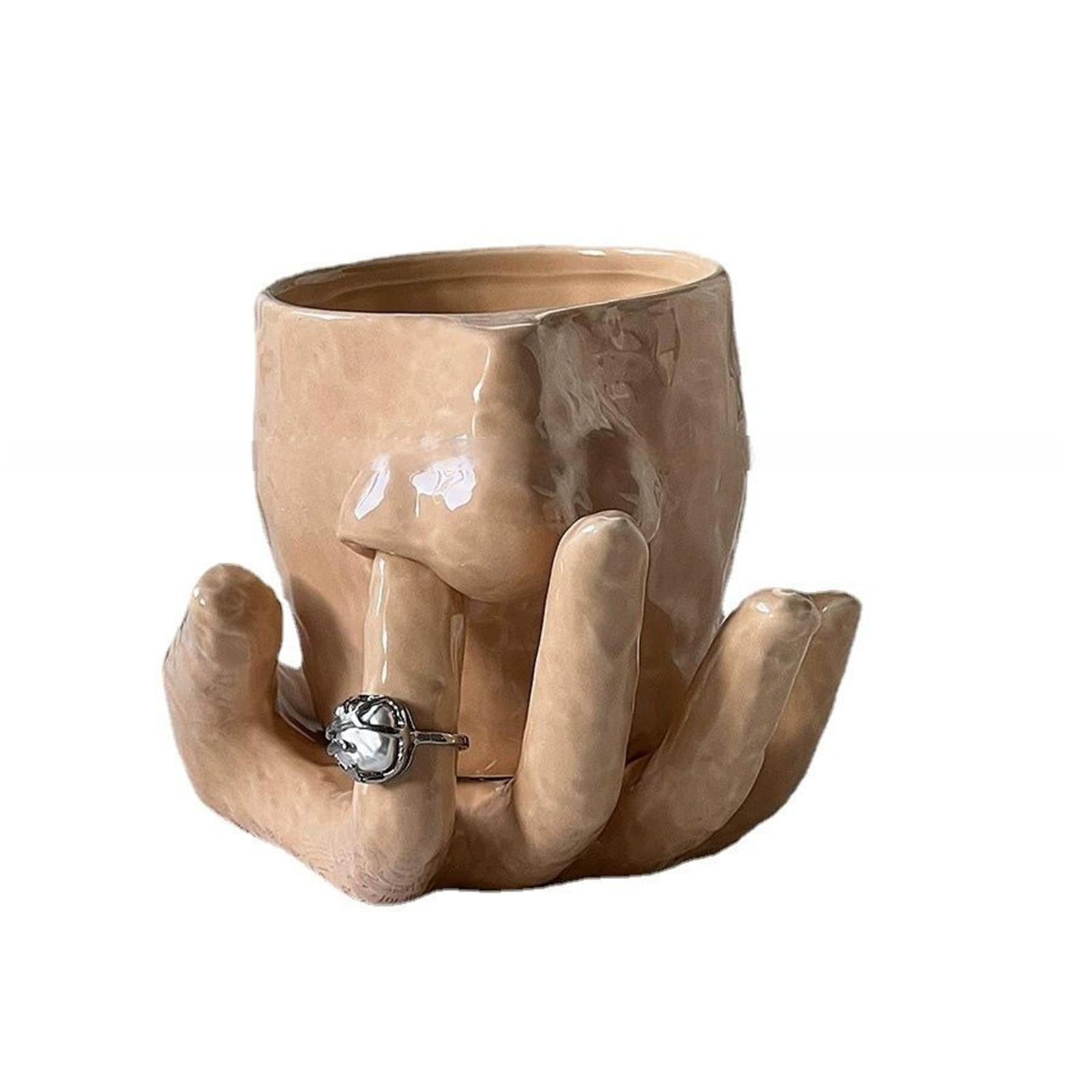 Ceramic Pen Holder Cup Desk Organizer for Eyebrow Pencils Lipstick Eyeliner Cup