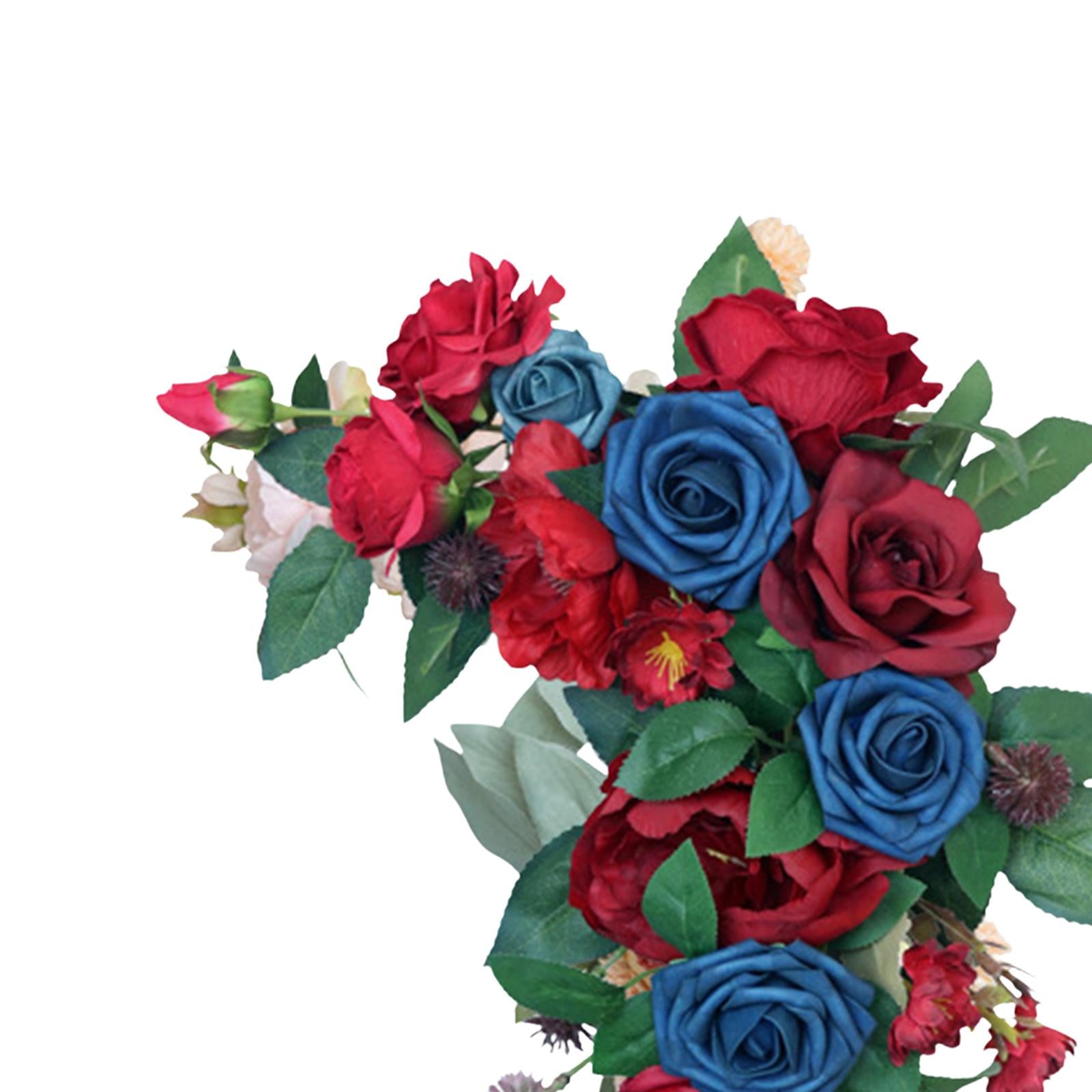 Artificial Flower Swag Fake Peony Silk Flowers for Backdrop Front Door Red Blue