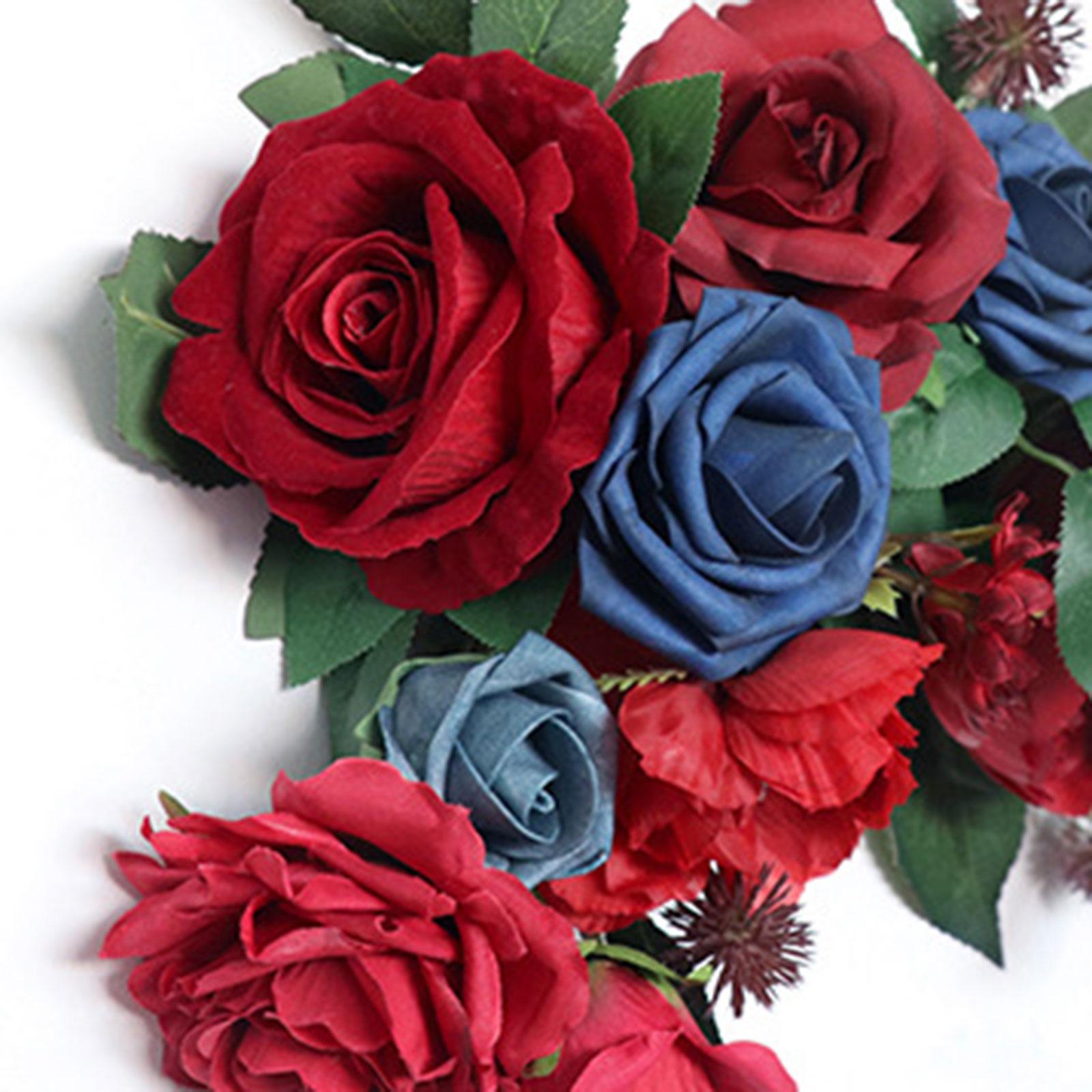 Artificial Flower Swag Fake Peony Silk Flowers for Backdrop Front Door Red Blue