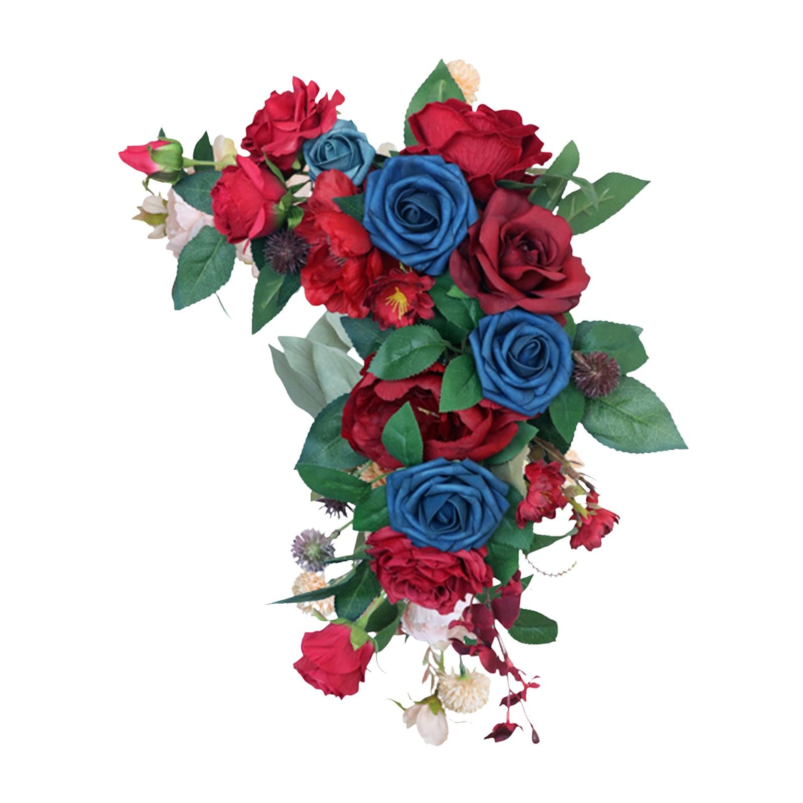 Artificial Flower Swag Fake Peony Silk Flowers for Backdrop Front Door Red Blue