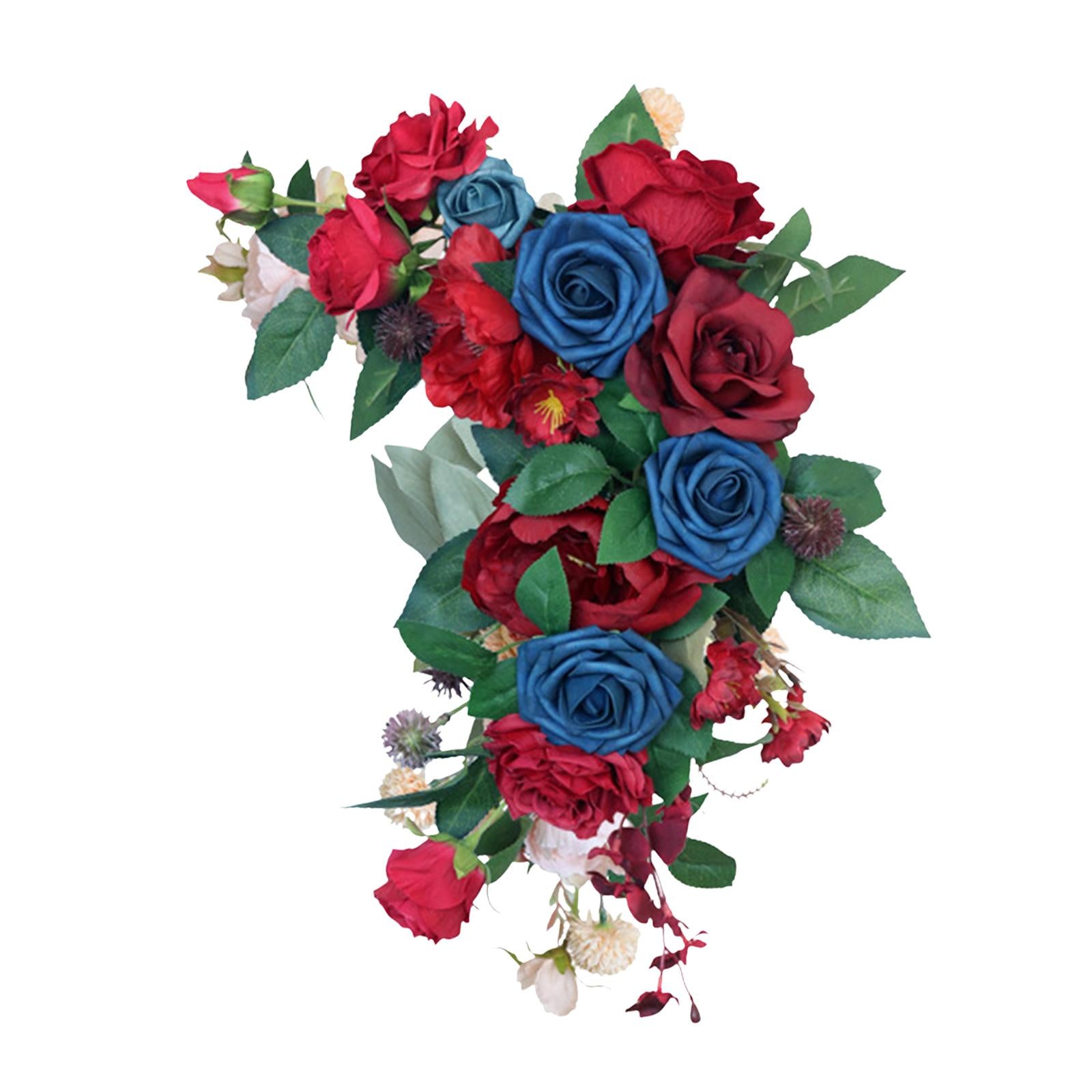 Artificial Flower Swag Fake Peony Silk Flowers for Backdrop Front Door Red Blue