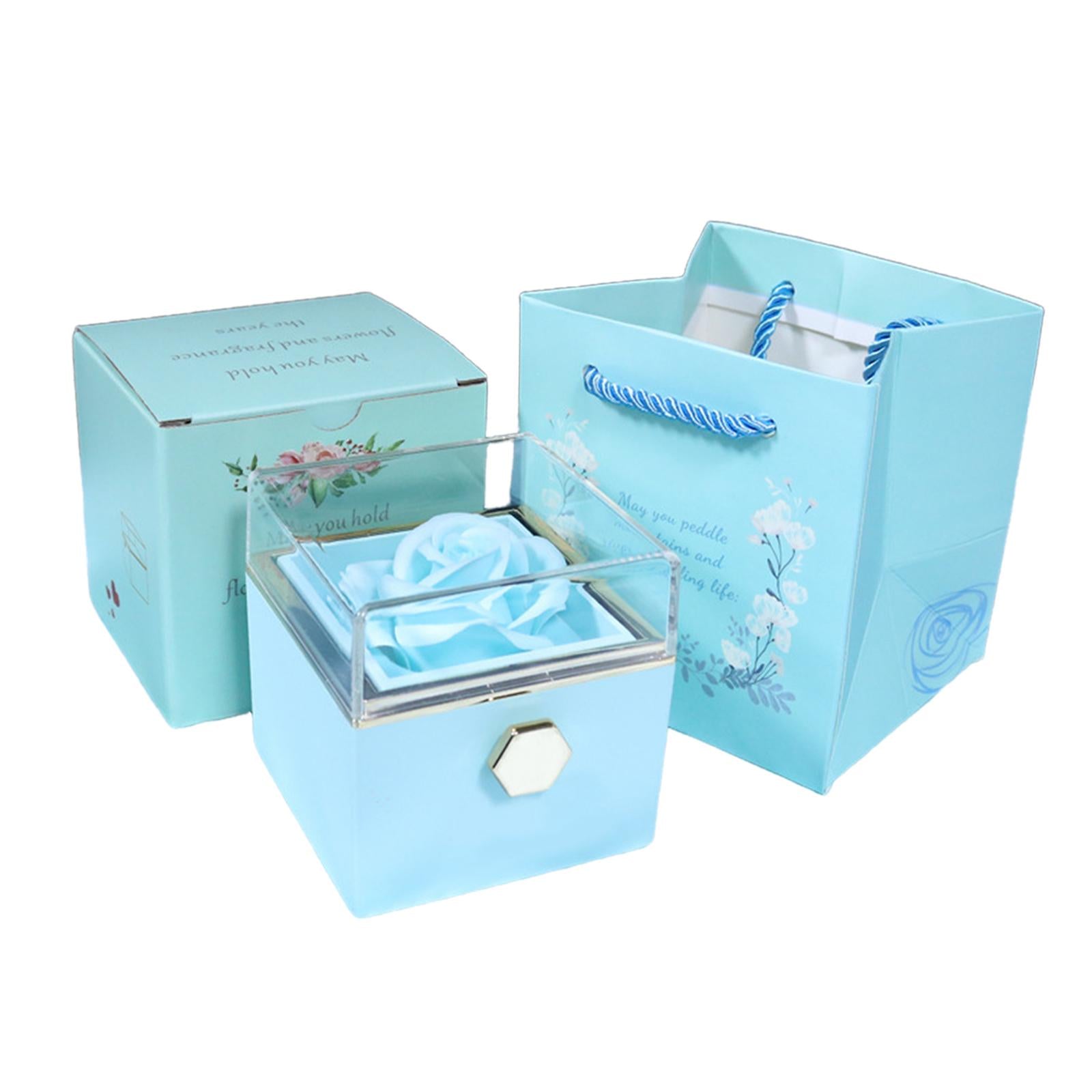 Jewelry Rose Gift Box Jewelry Storage Box for Mother's Day Ceremony Birthday Lake Blue