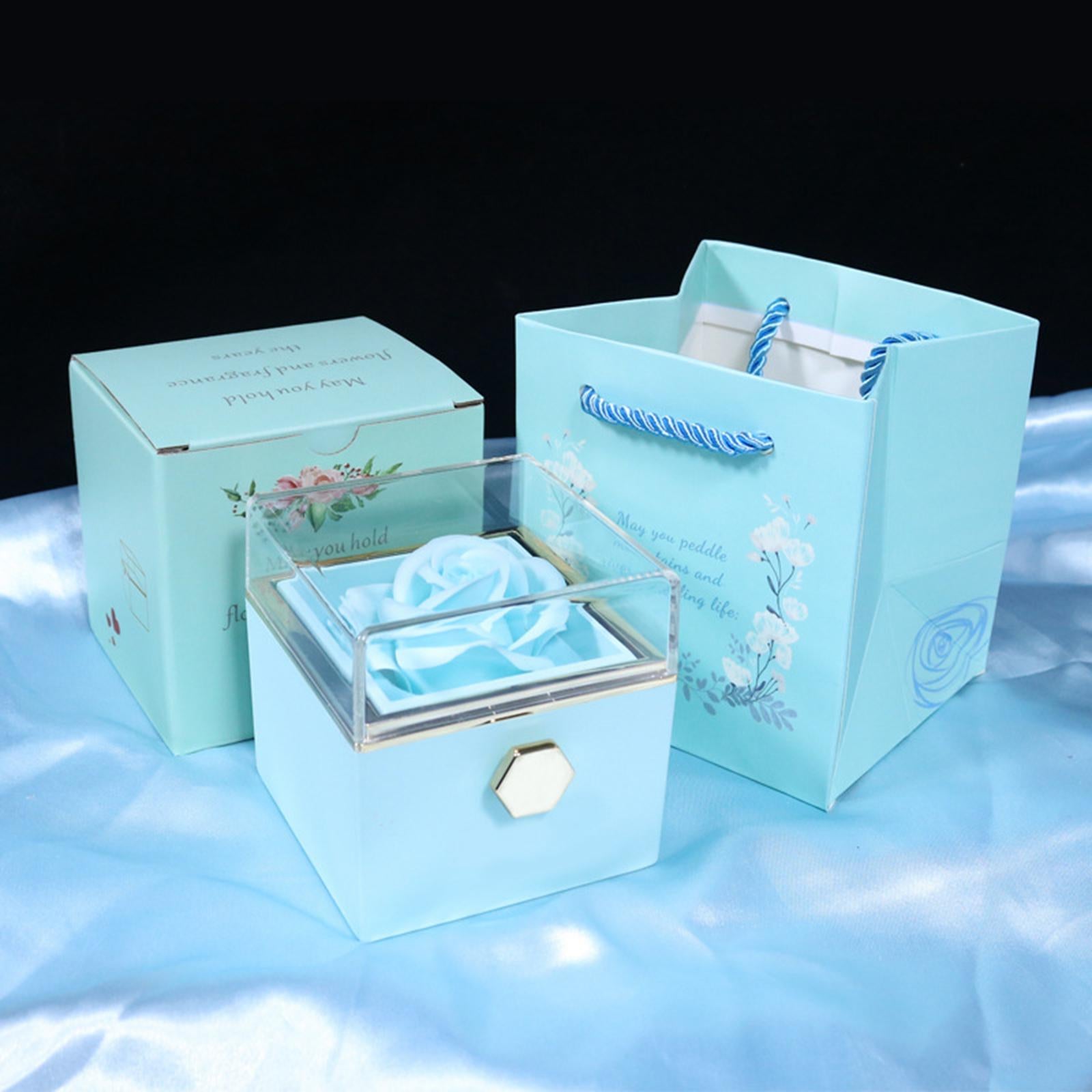 Jewelry Rose Gift Box Jewelry Storage Box for Mother's Day Ceremony Birthday Lake Blue