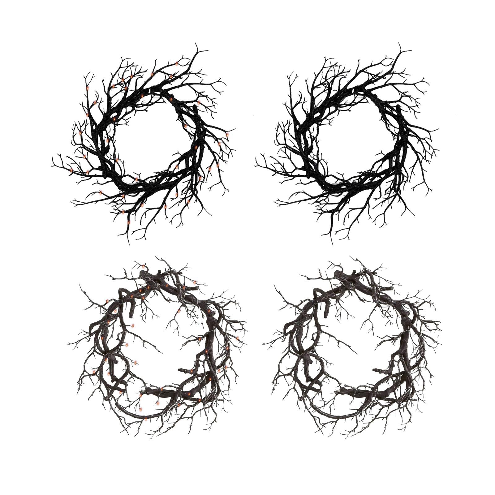 Halloween Wreath Hanging Spooky Black Branch Garland for Hotel Backyard Cafe Glitter Light