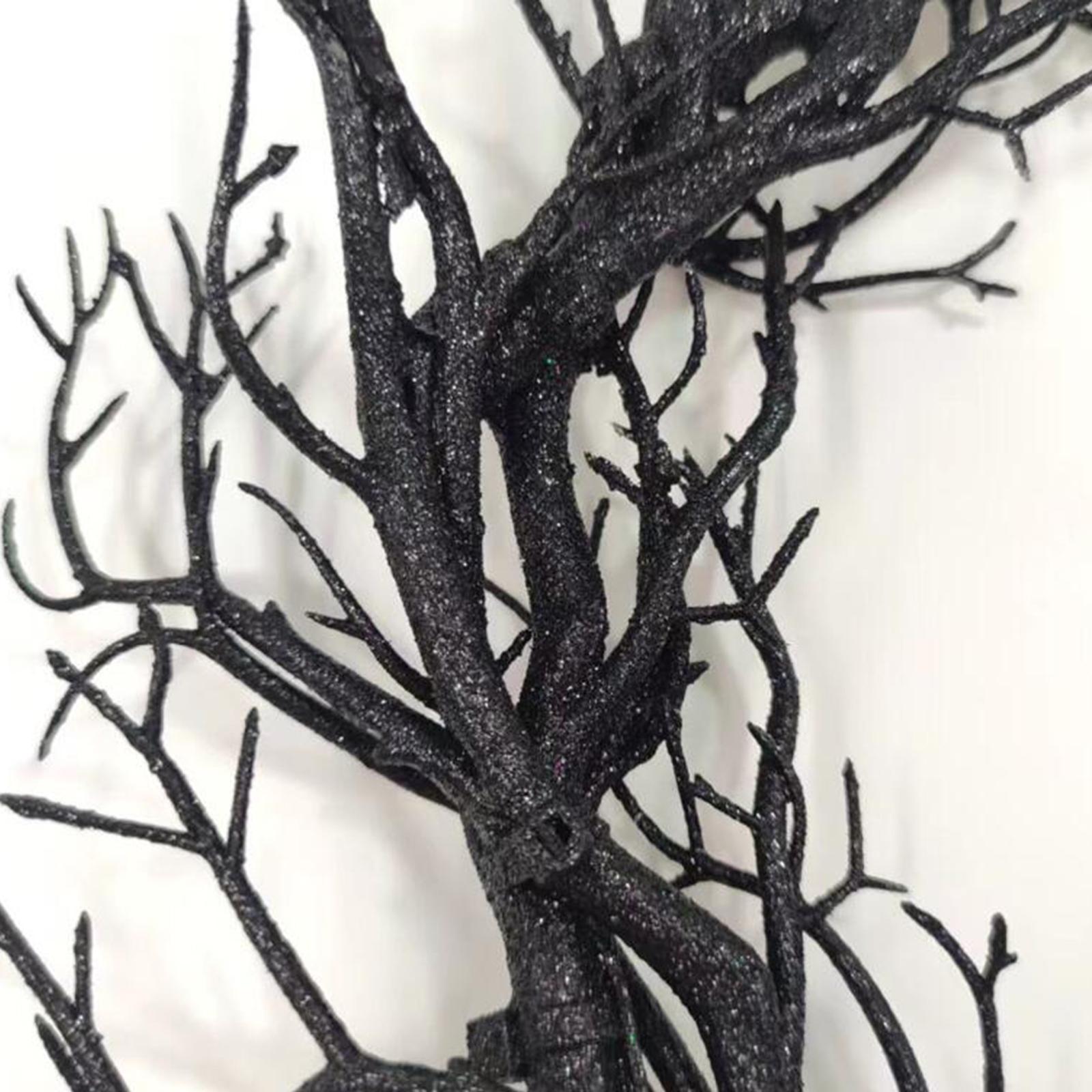 Halloween Wreath Hanging Spooky Black Branch Garland for Hotel Backyard Cafe Glitter Light