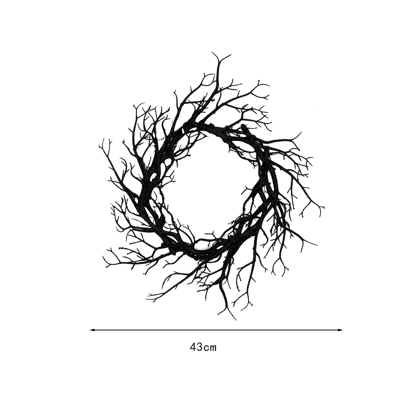 Halloween Wreath Hanging Spooky Black Branch Garland for Hotel Backyard Cafe Glitter No Glow