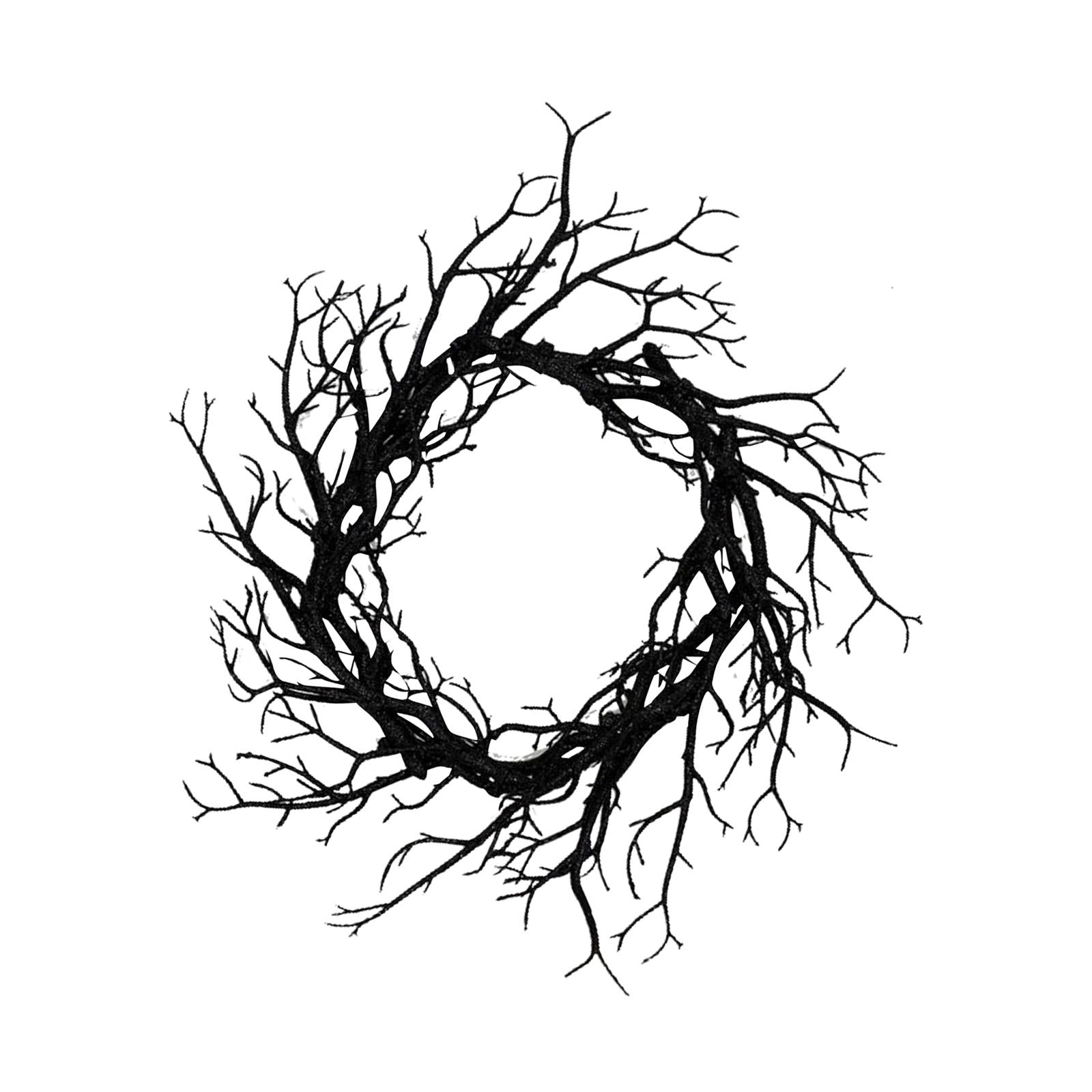 Halloween Wreath Hanging Spooky Black Branch Garland for Hotel Backyard Cafe Glitter No Glow