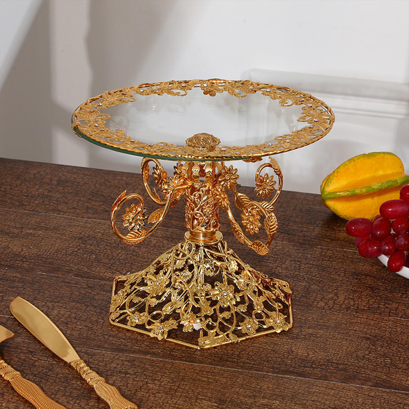 Fruit Plate Round Food Desserts Organizer European Luxury Glass Serving Tray