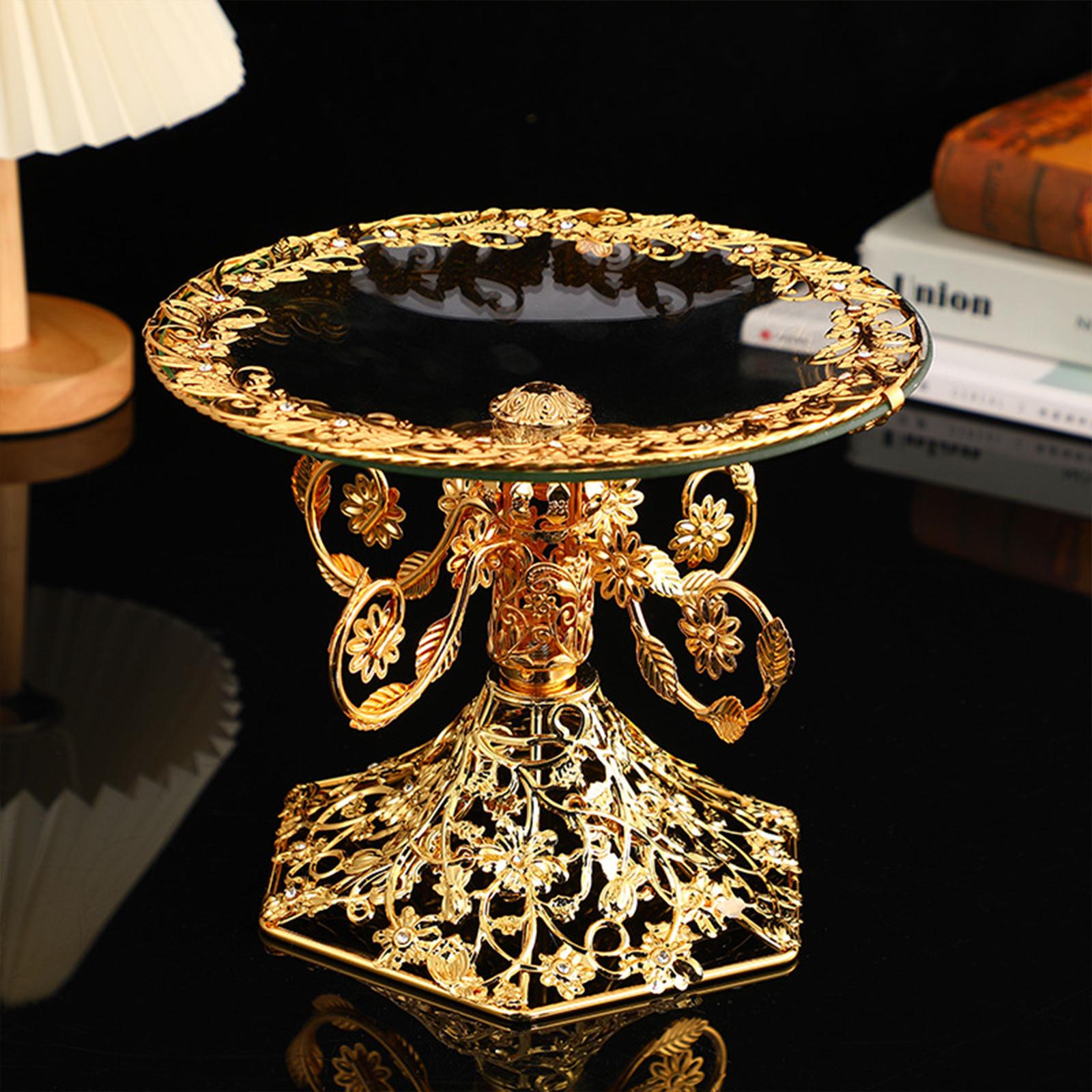 Fruit Plate Round Food Desserts Organizer European Luxury Glass Serving Tray