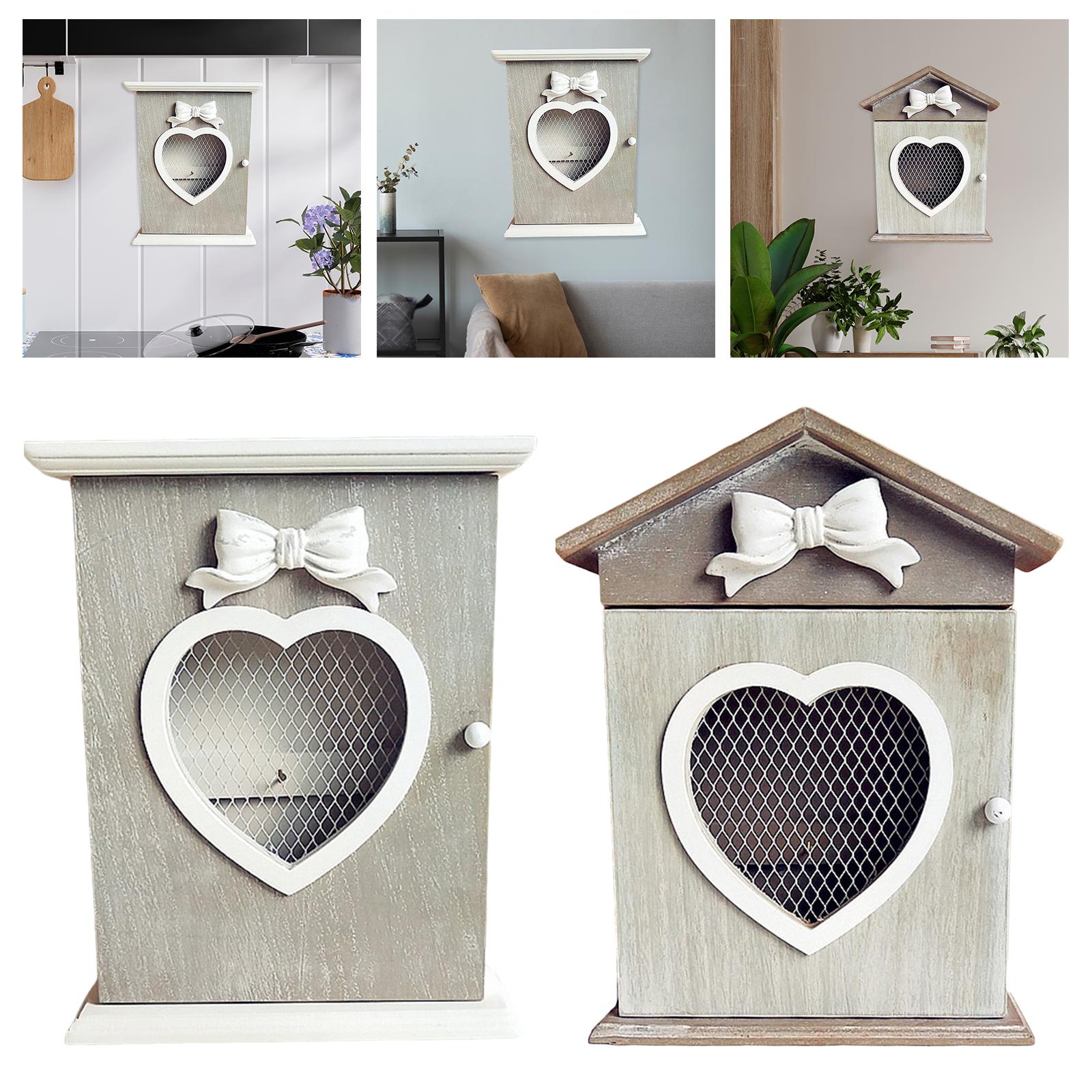 Wooden Key Hook Rack Wall Hanging Key Holder Cabinet for Home Office A