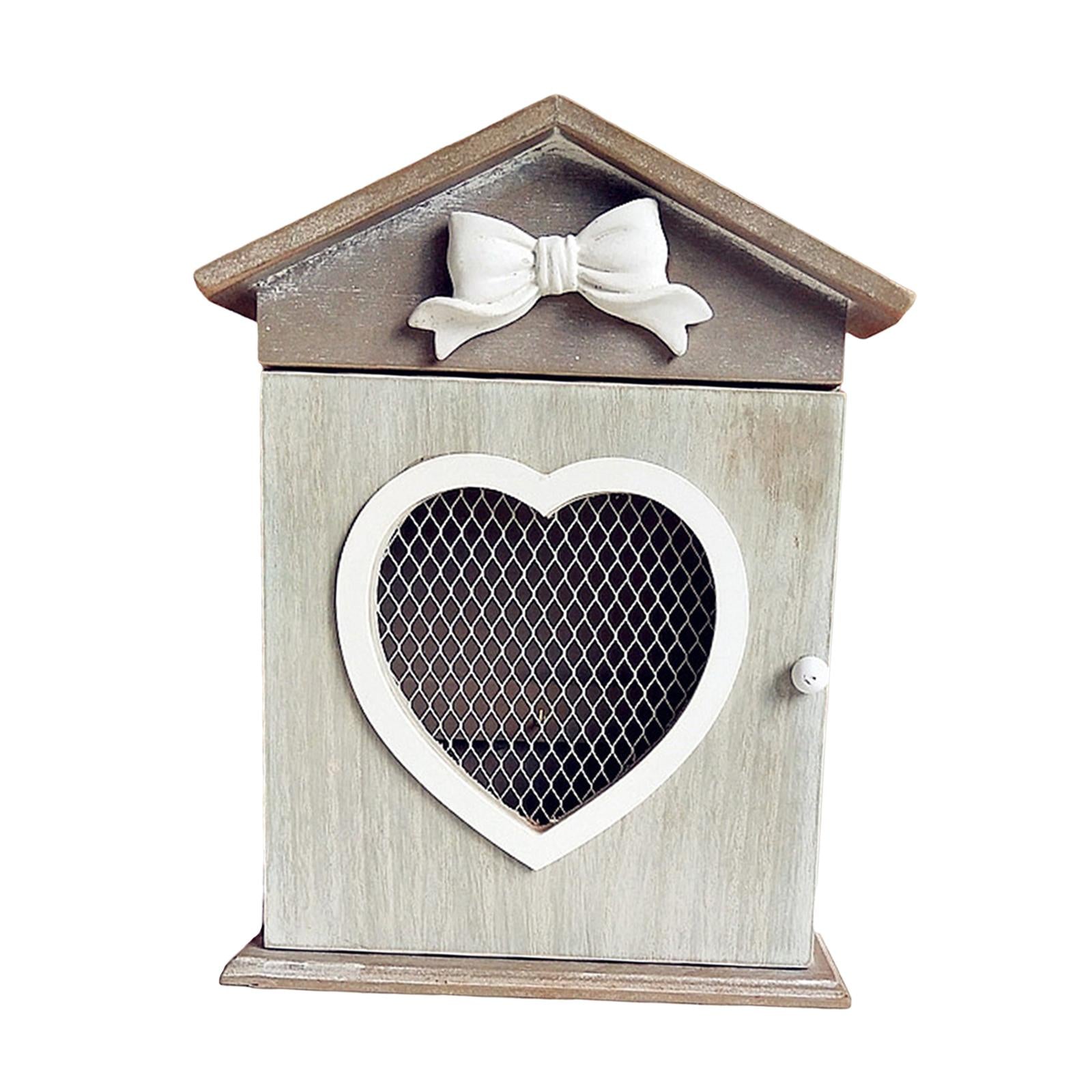 Wooden Key Hook Rack Wall Hanging Key Holder Cabinet for Home Office B