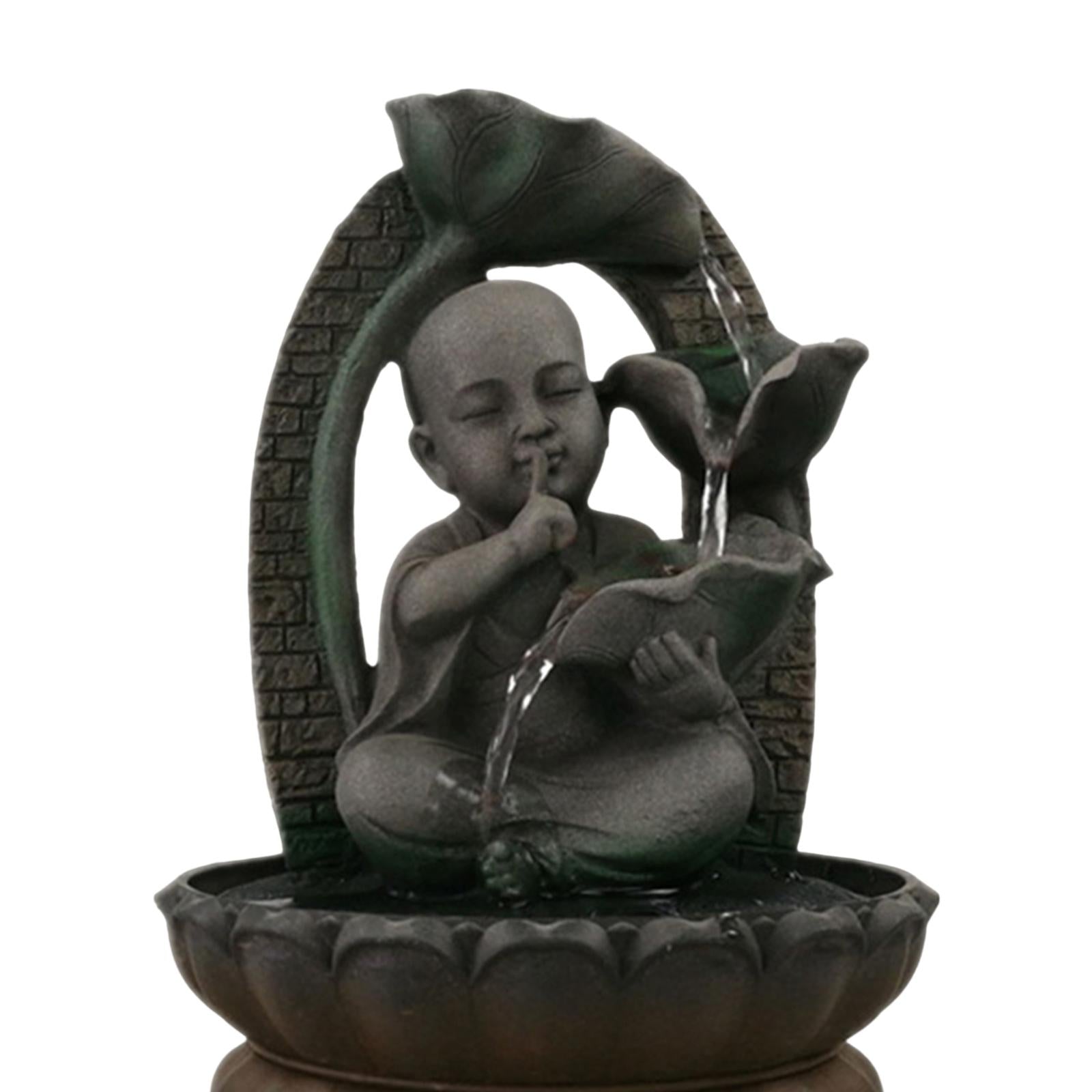 Monk Statues Tabletop Water Fountain Decorative Accent Little Monk Figurines