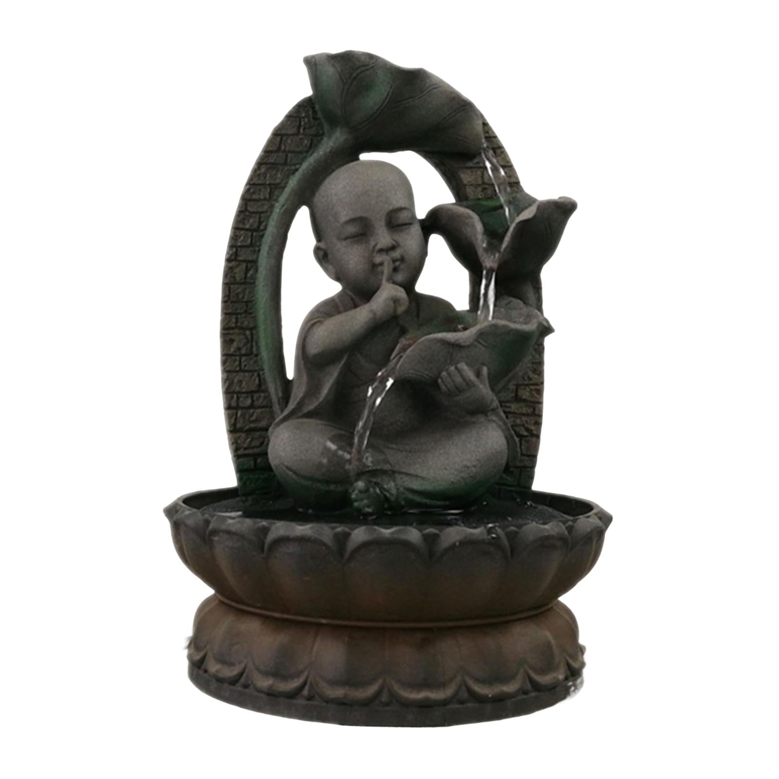 Monk Statues Tabletop Water Fountain Decorative Accent Little Monk Figurines
