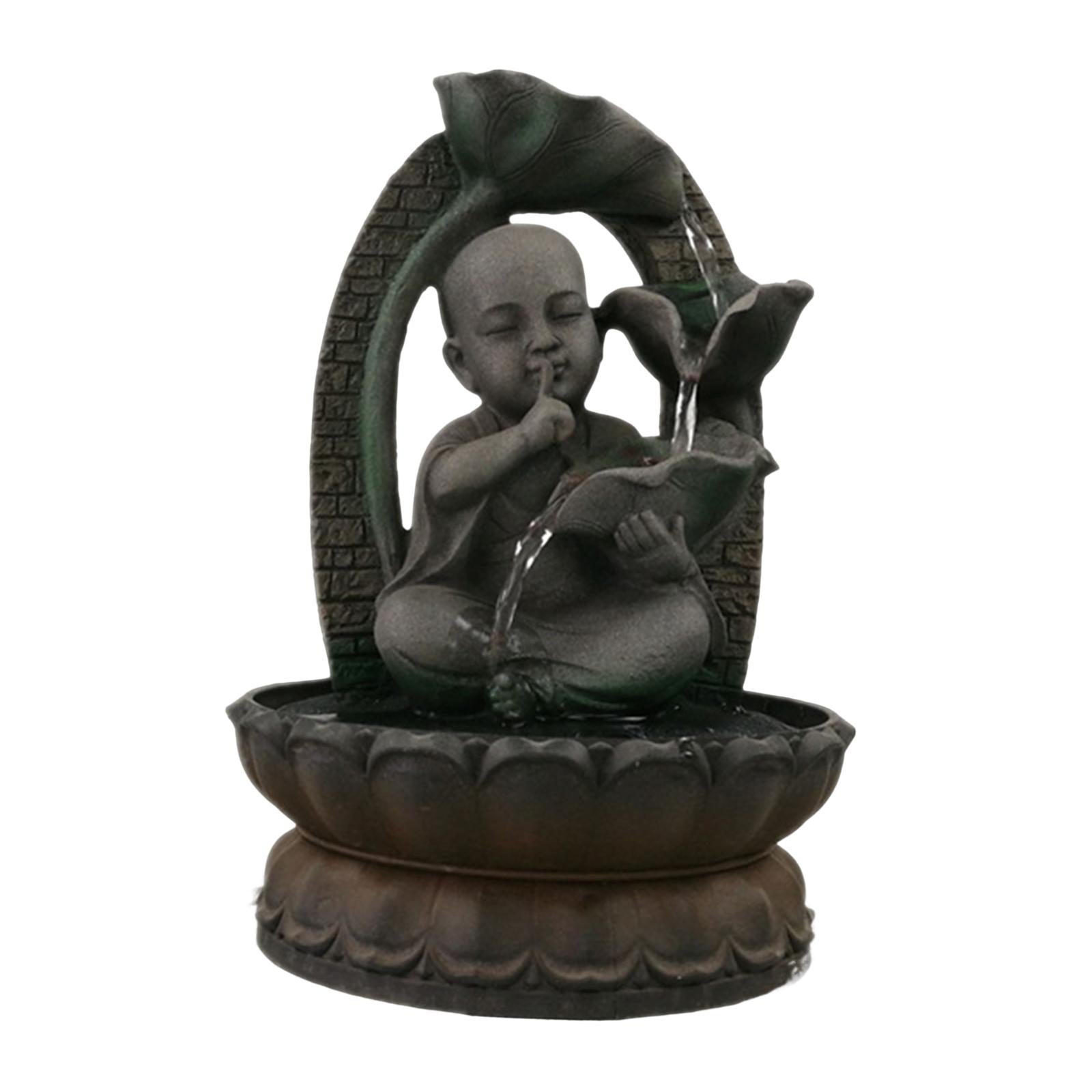 Monk Statues Tabletop Water Fountain Decorative Accent Little Monk Figurines