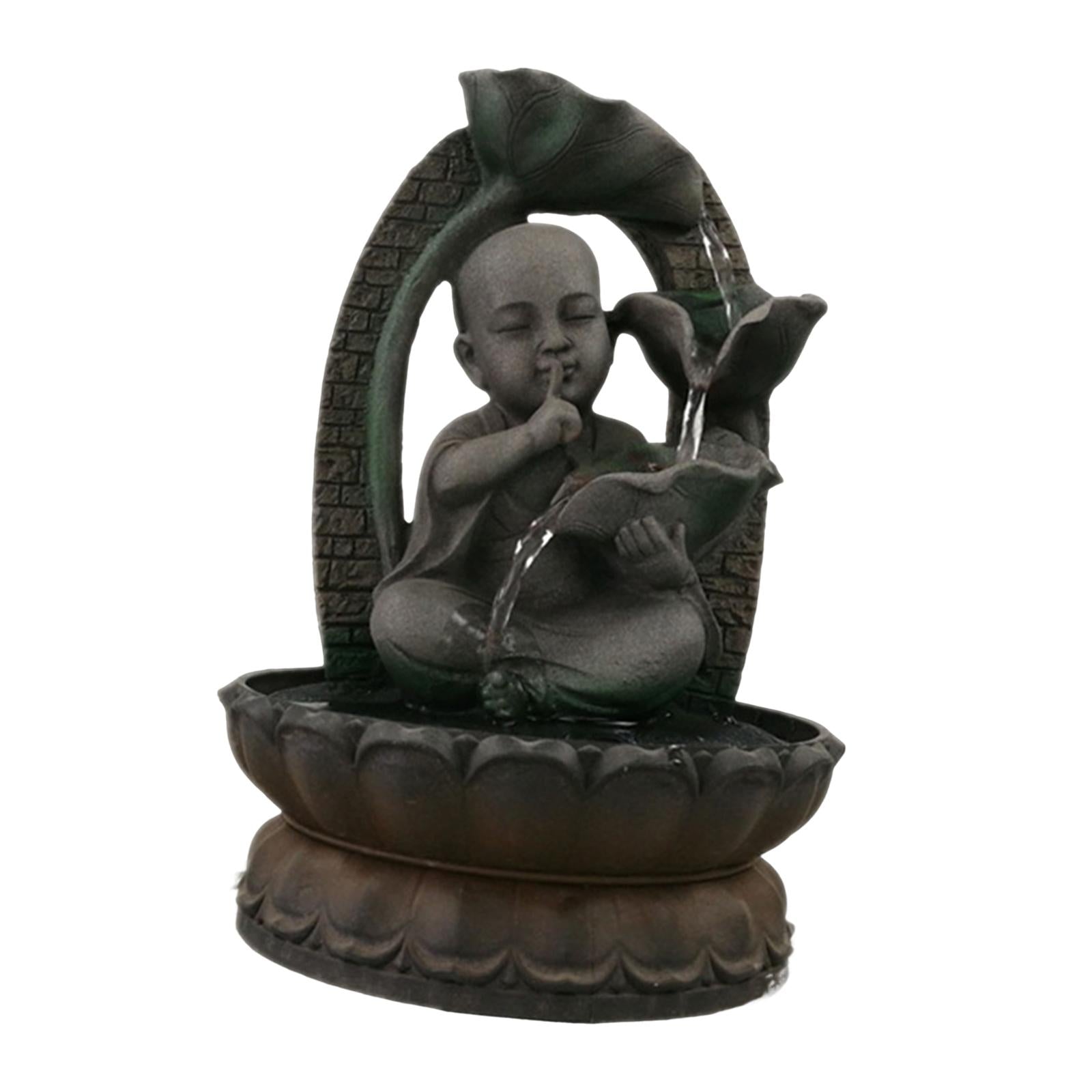 Monk Statues Tabletop Water Fountain Decorative Accent Little Monk Figurines