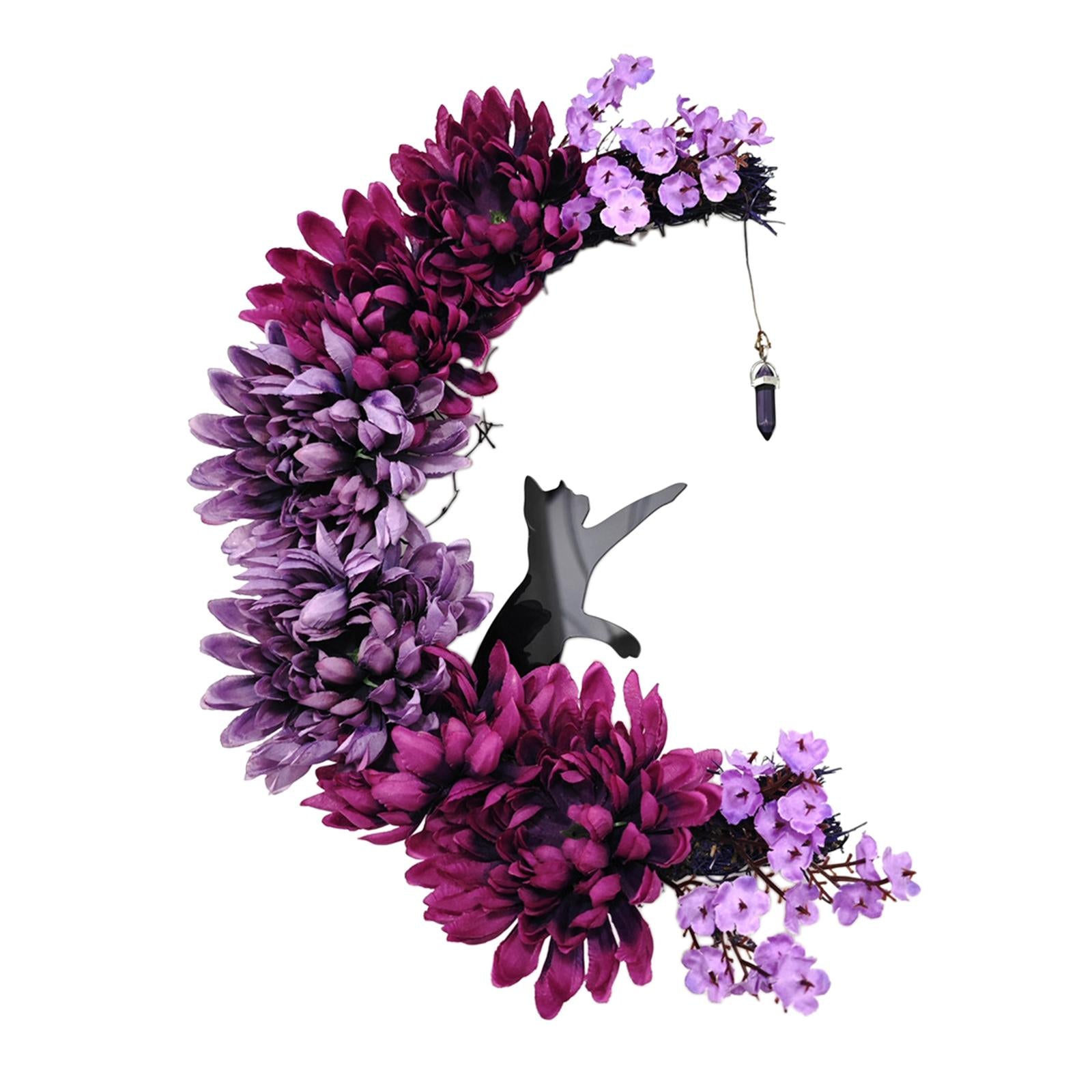 Halloween Moon and Cat Wall Door Wreath Ornament Sturdy Party Supplies for Porch