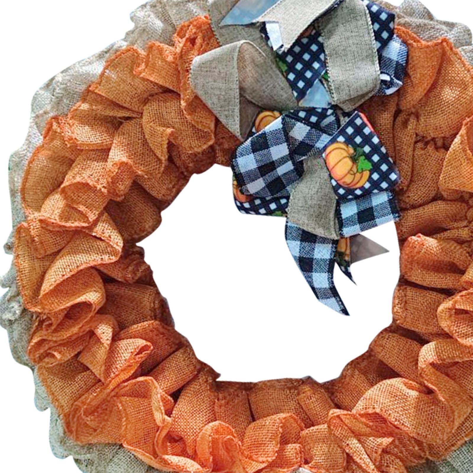 Fall Wreath Round Bow Tie Wreath Harvest Wreath for Farmhouse Halloween Wall